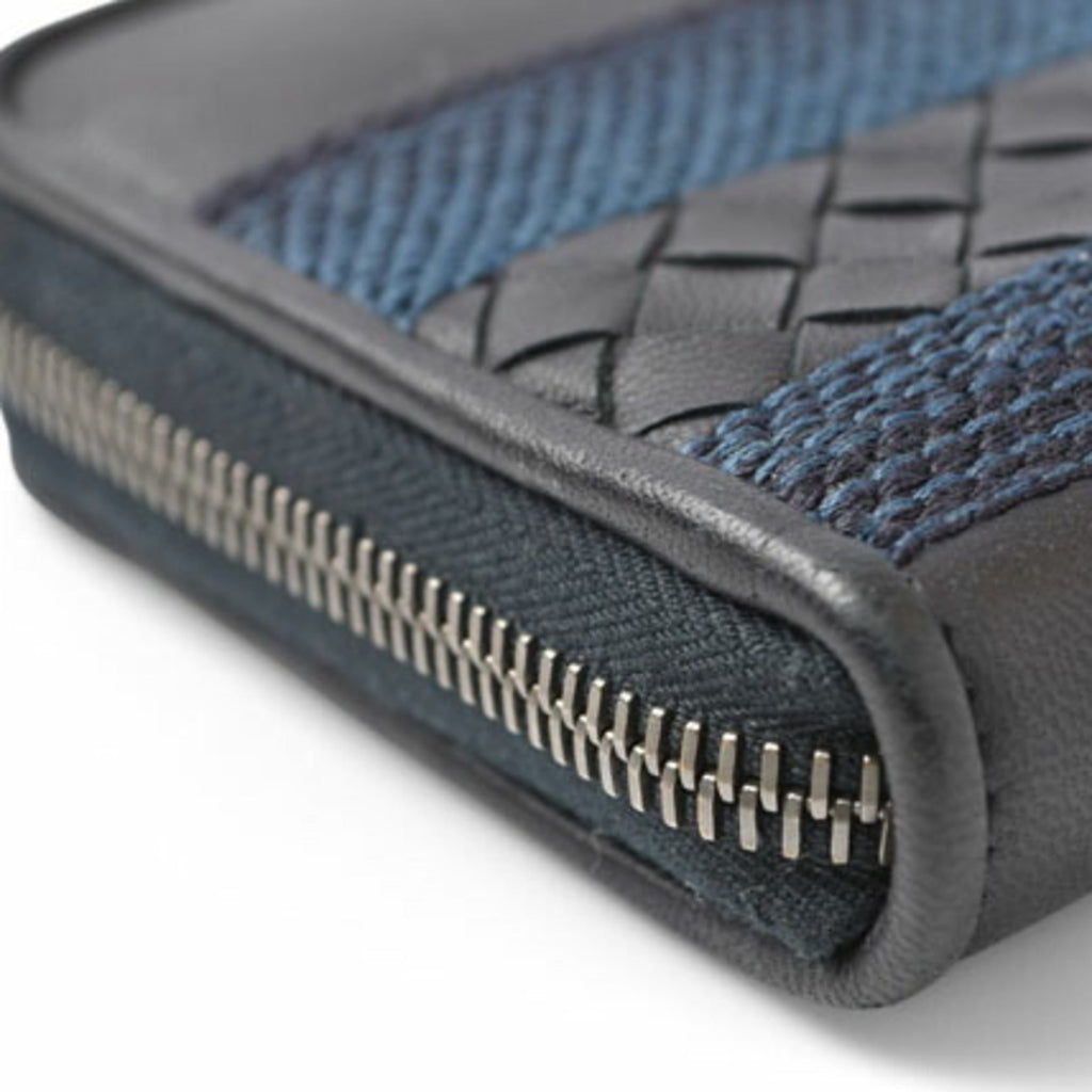 Bottega Veneta Navy Leather Long Wallet (Bi-Fold)