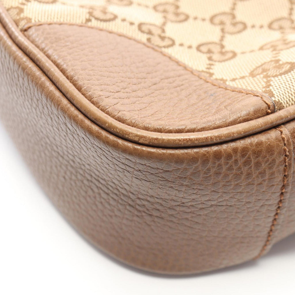 Gucci Beige Brown Canvas Leather Handbag Shoulder Bag (Pre-Owned)