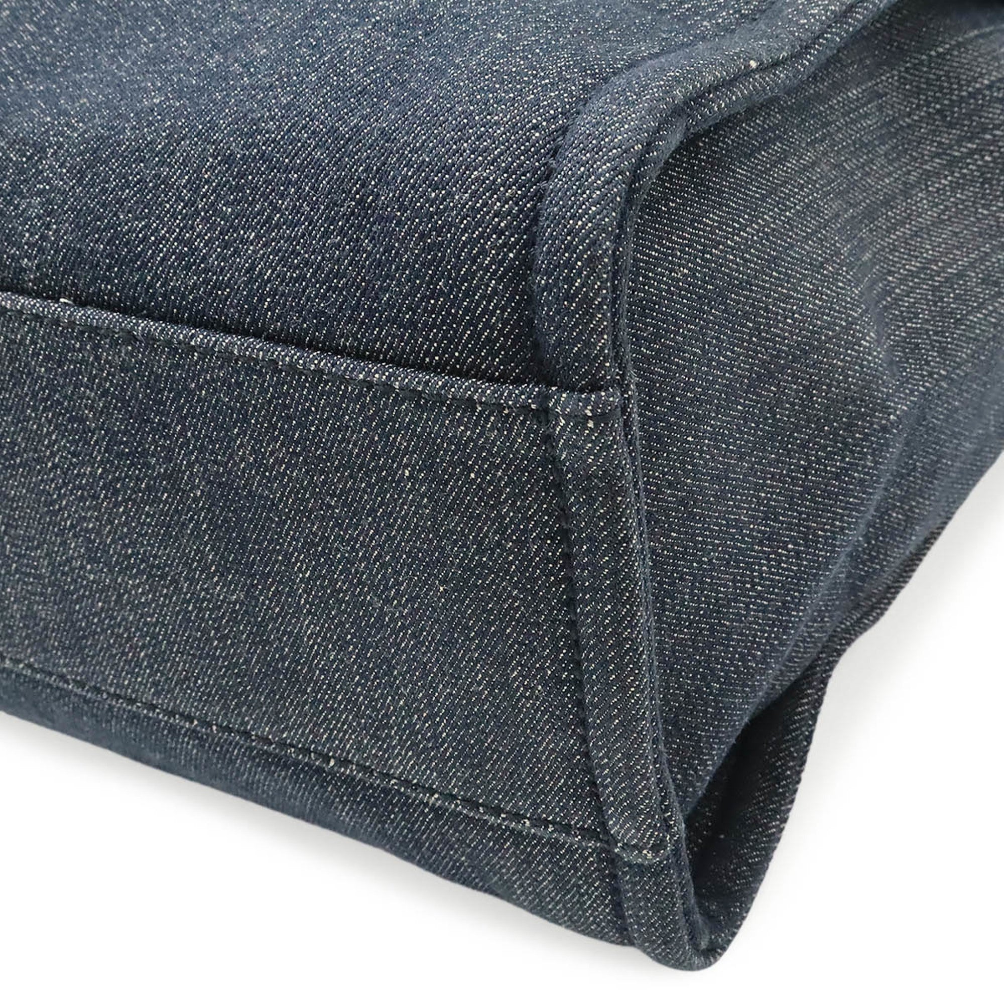 Chanel Navy Denim Leather Shoulder Bag Tote Bag