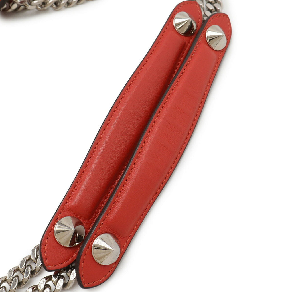 Fendi Dotcom Red Color Leather Pouch Shoulder Bag