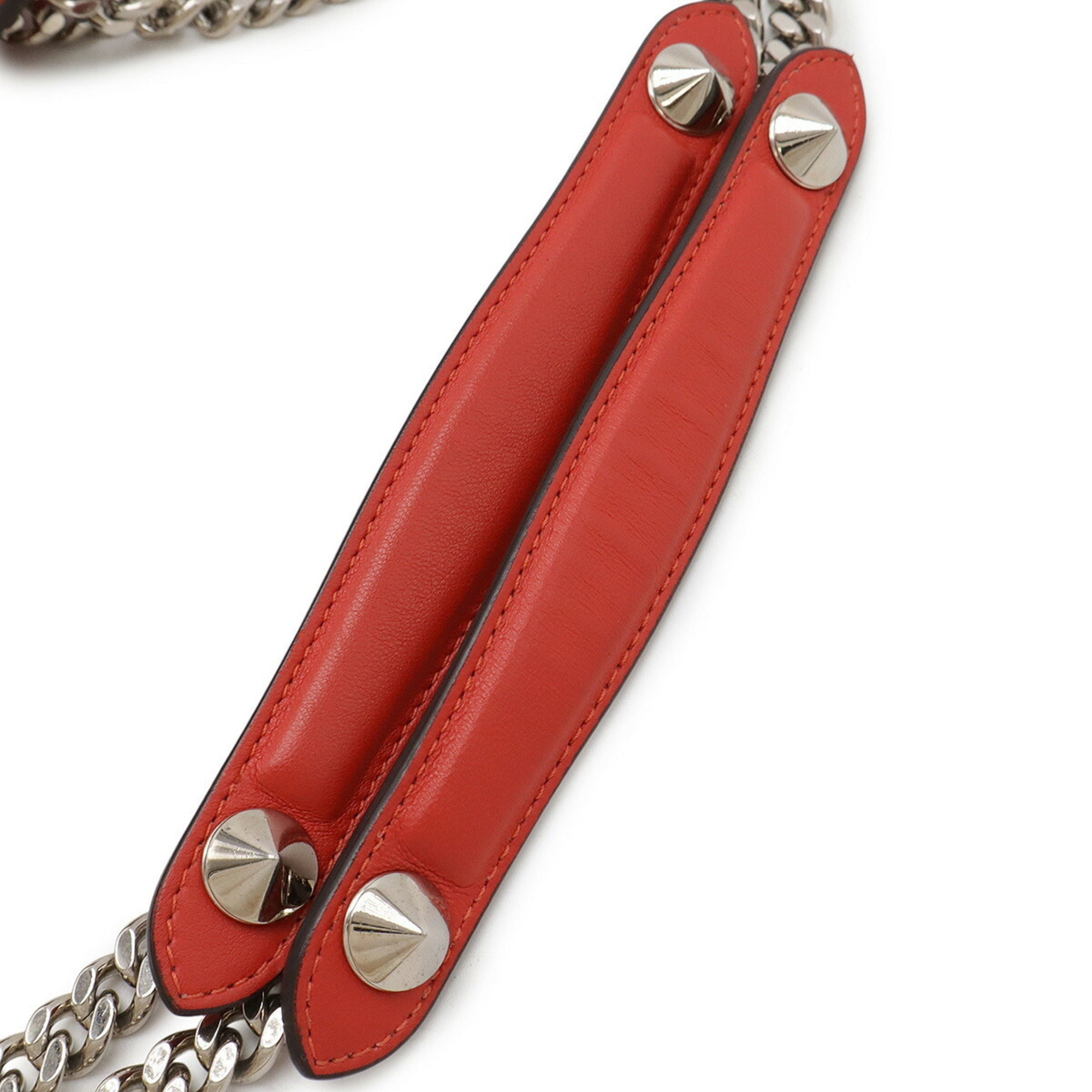 Fendi Dotcom Red Color Leather Pouch Shoulder Bag