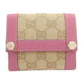 Gucci Brown Pink Canvas Leather Wallet (Bi-Fold) (Pre-Owned)