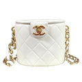 Chanel White Leather Shoulder Bag Vanity Bag