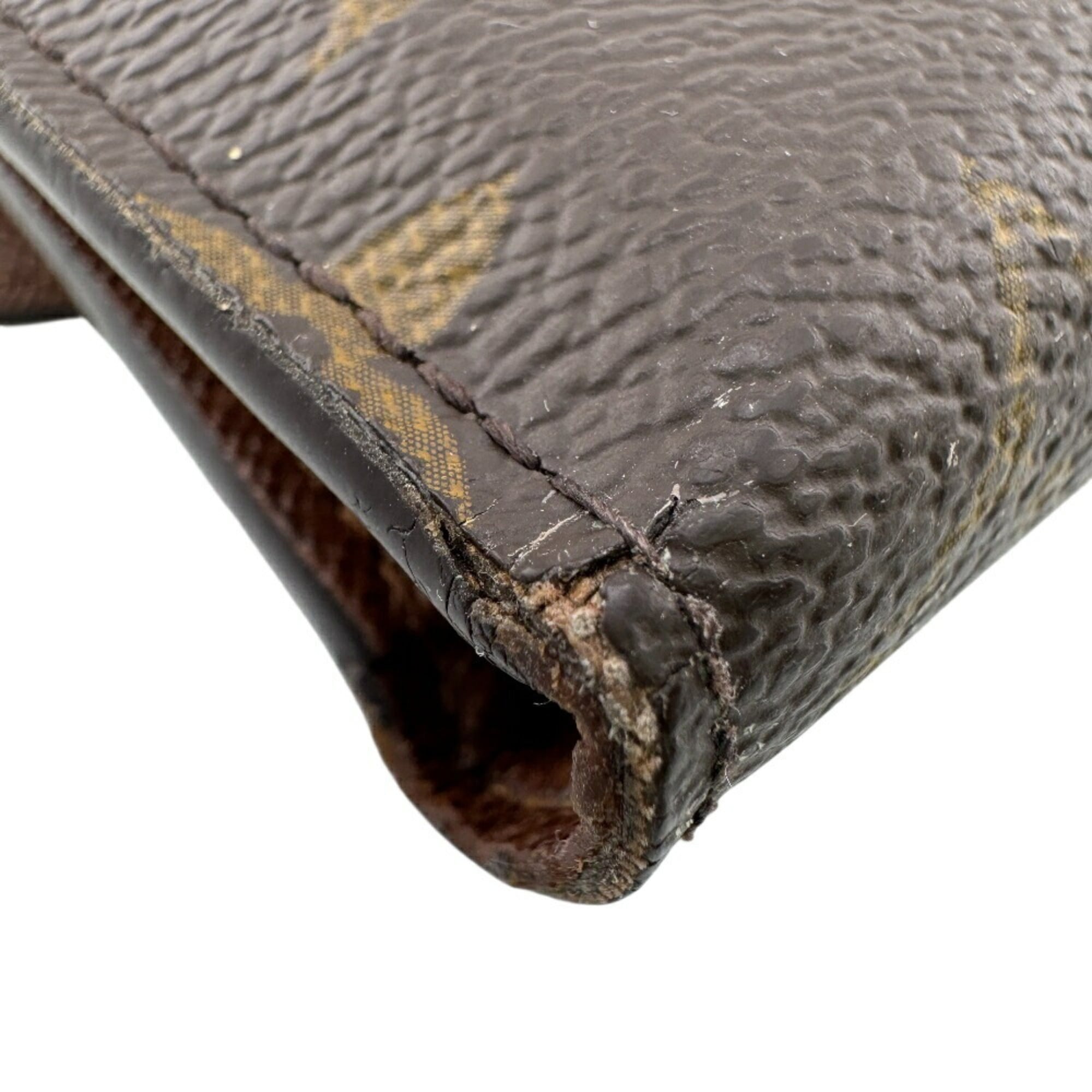Louis Vuitton Gold Brown Leather Wallet (Tri-Fold)