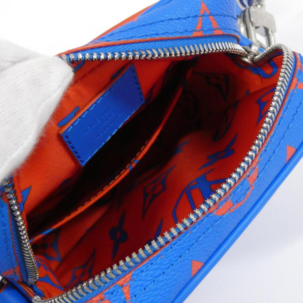 Louis Vuitton Monogram Blue Red Color Coated Canvas Handbag