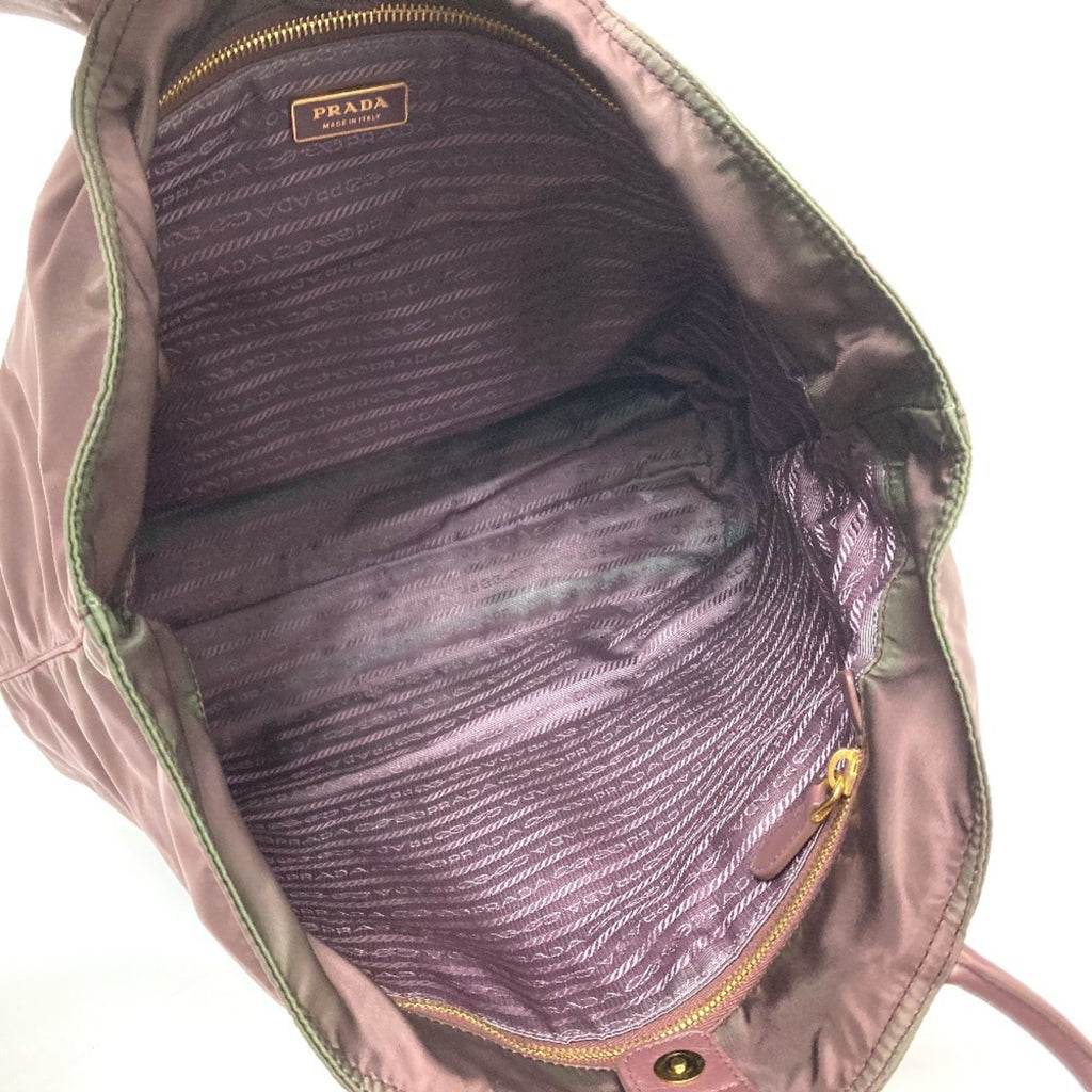 Prada Purple Leather Nylon Handbag Shoulder Bag Tote Bag