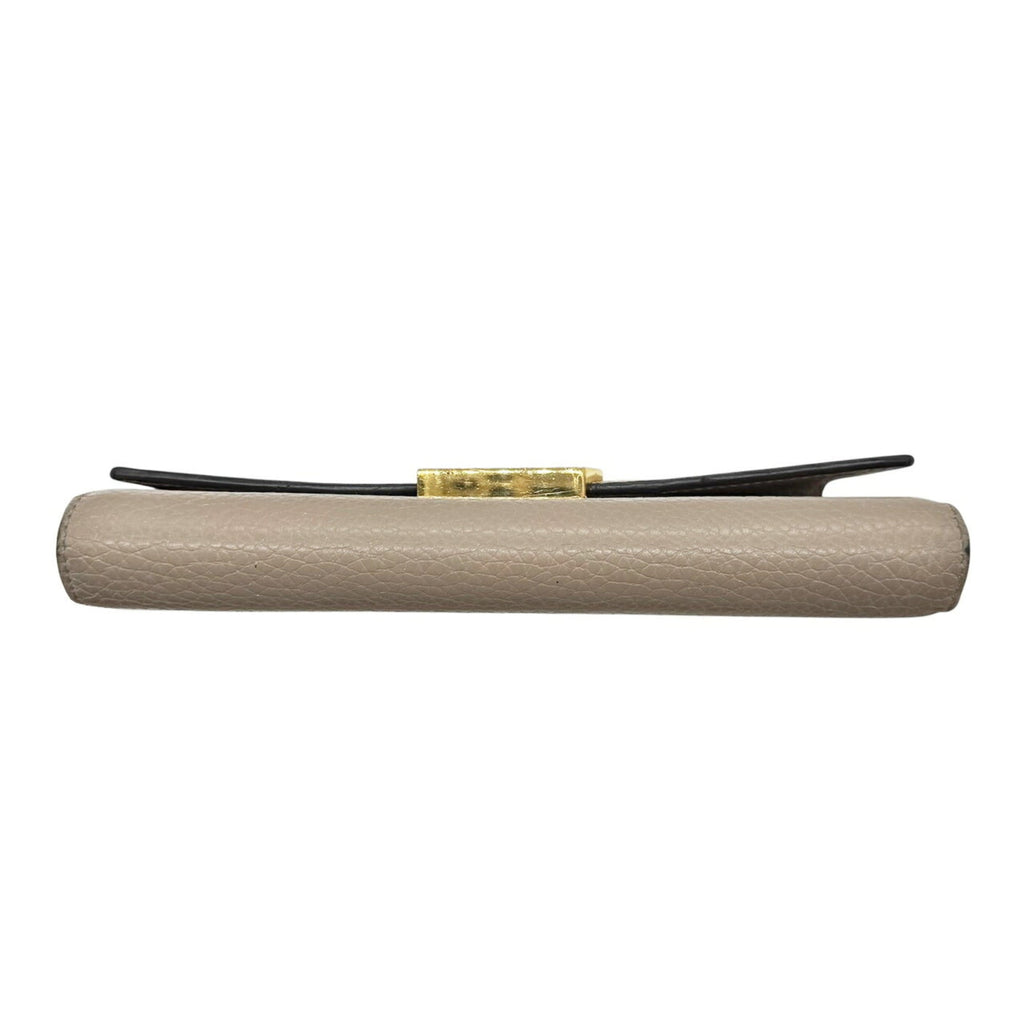 Louis Vuitton Beige Grayish Leather Long Wallet