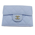 Chanel Light Blue Grained Calfskin Wallet (Tri-Fold)