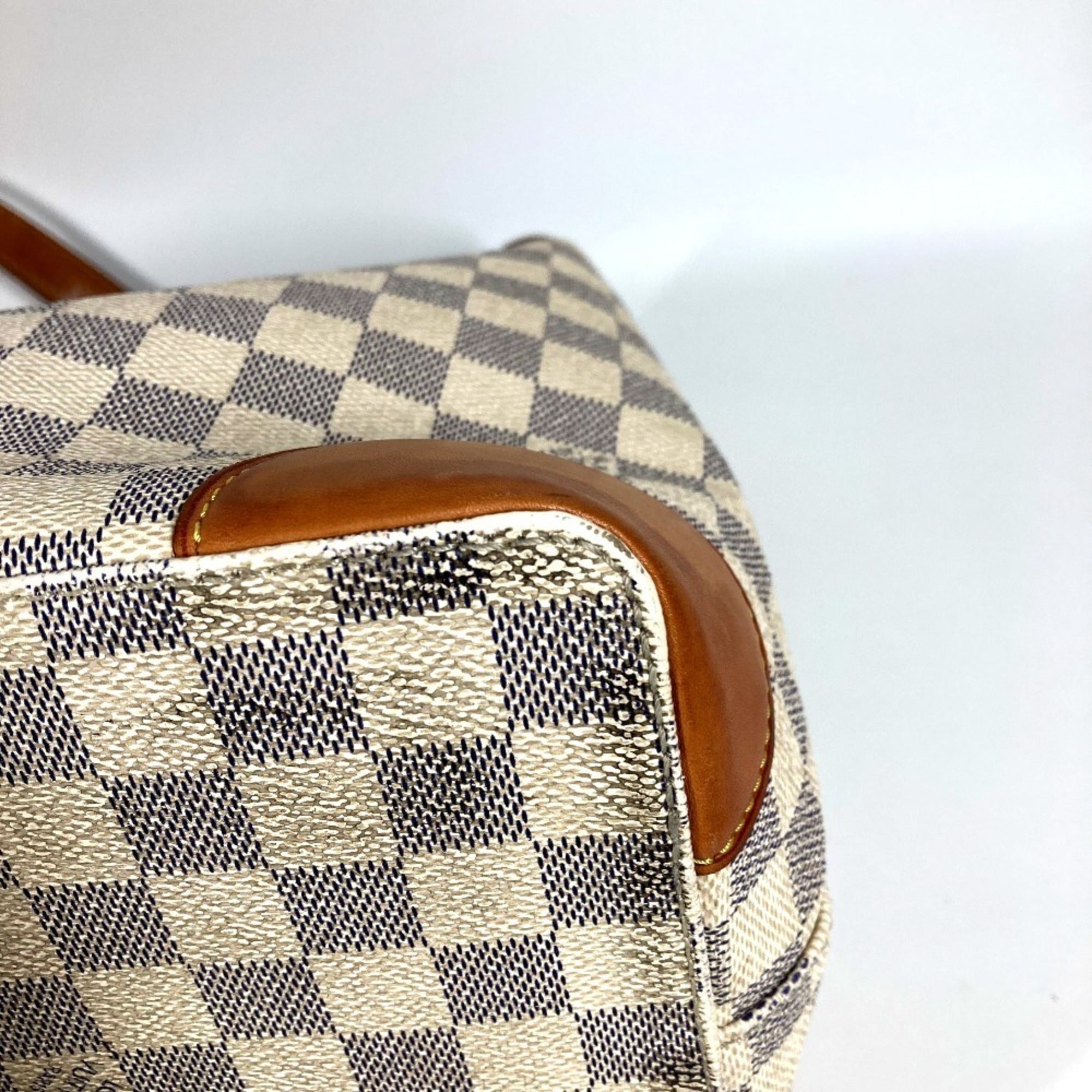 Louis Vuitton White Yellow Damier Azur Shoulder Bag Tote Bag