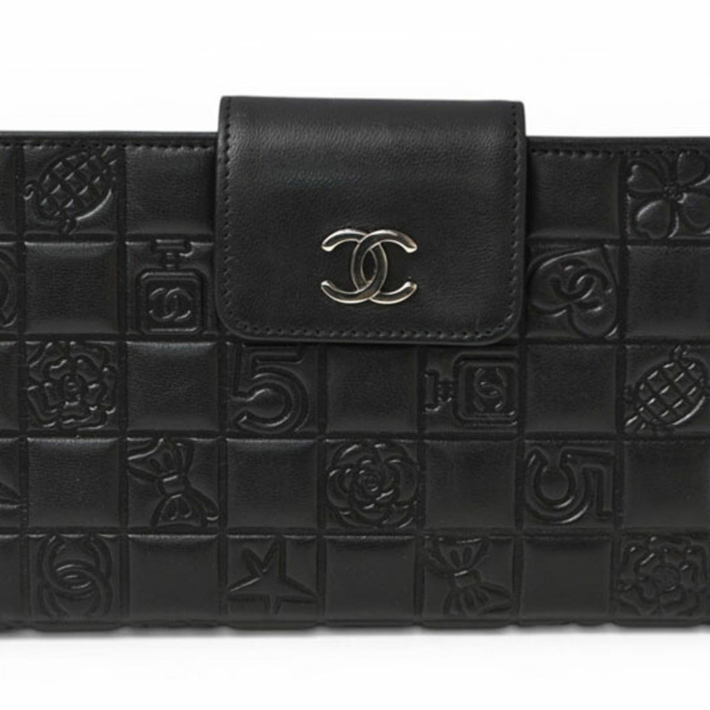 Chanel Black Leather Long Wallet (Bi-Fold)