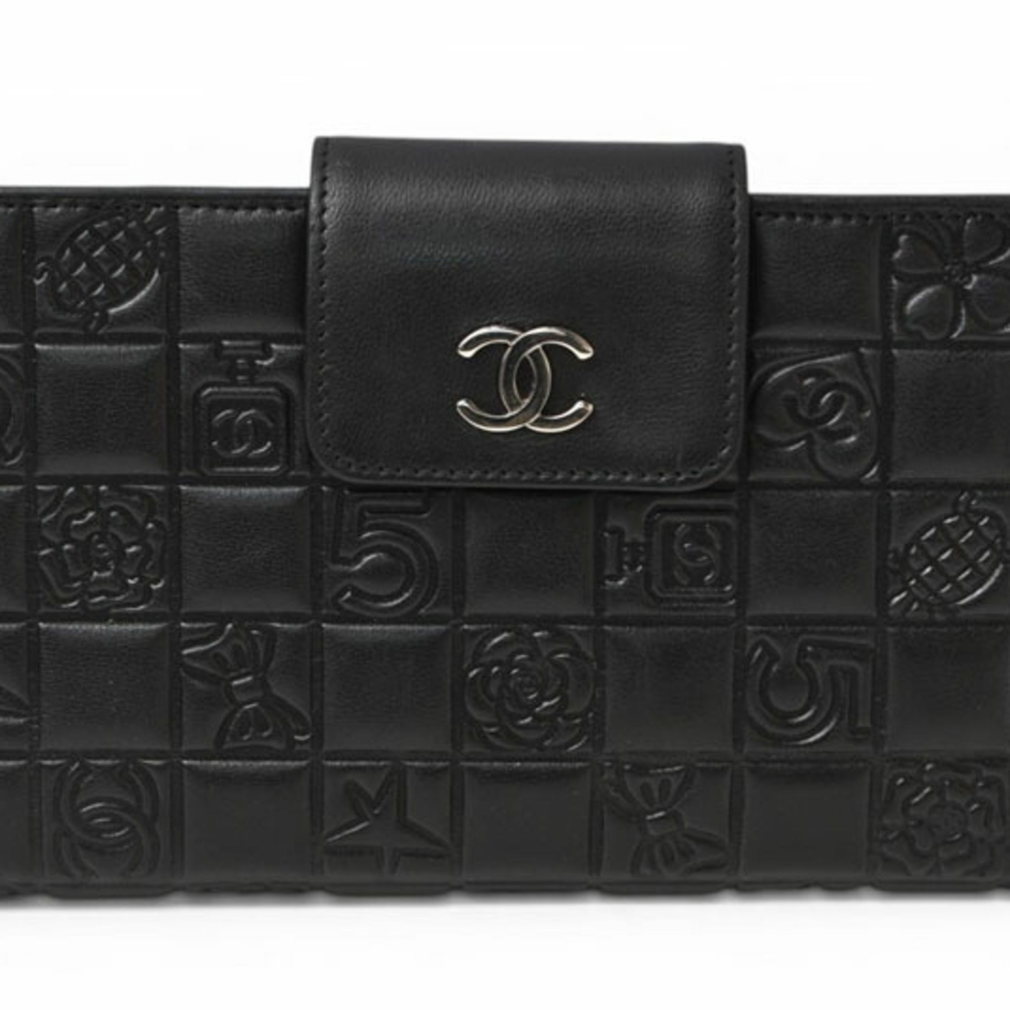 Chanel Black Leather Long Wallet (Bi-Fold)