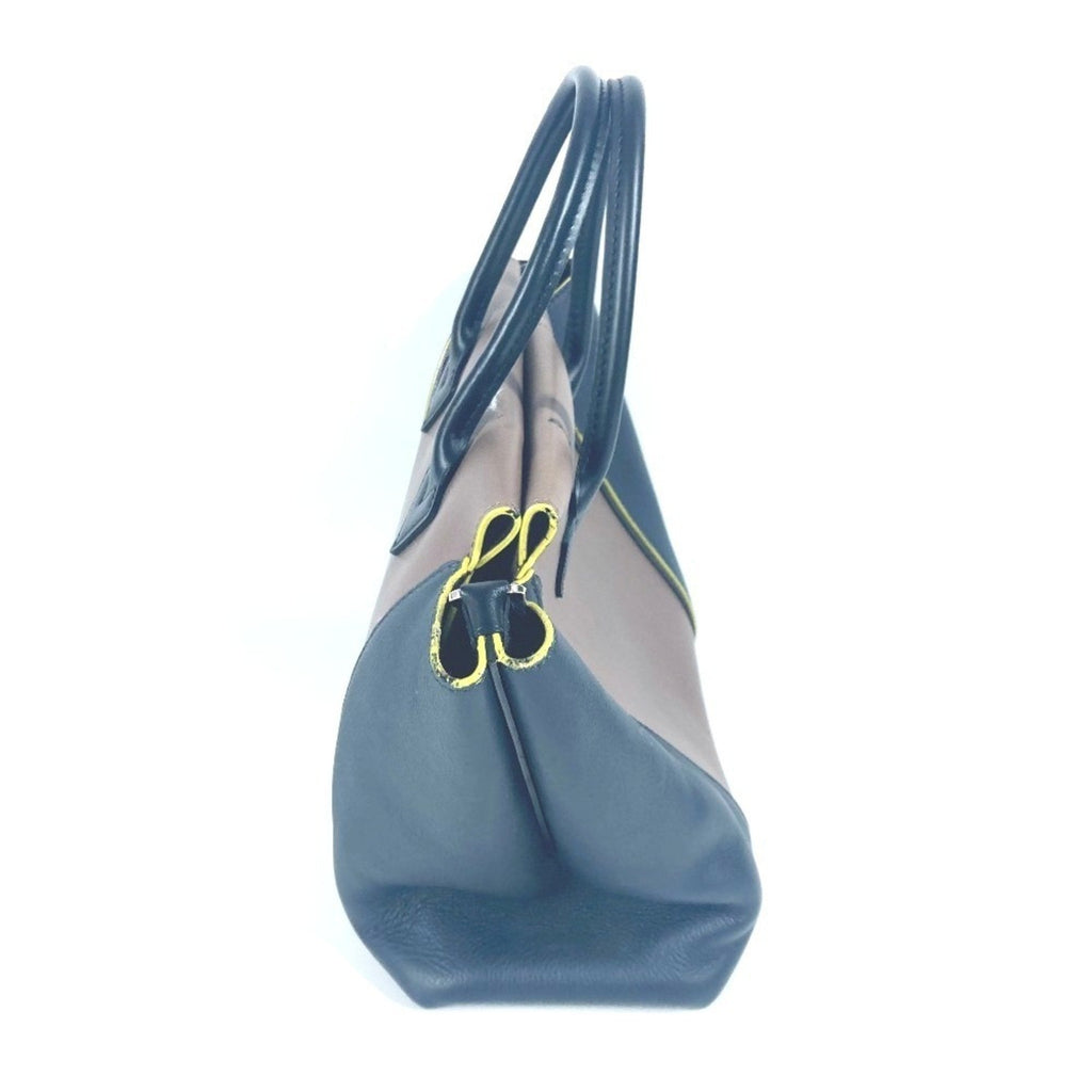 Louis Vuitton Black Brown Leather Handbag Tote Bag