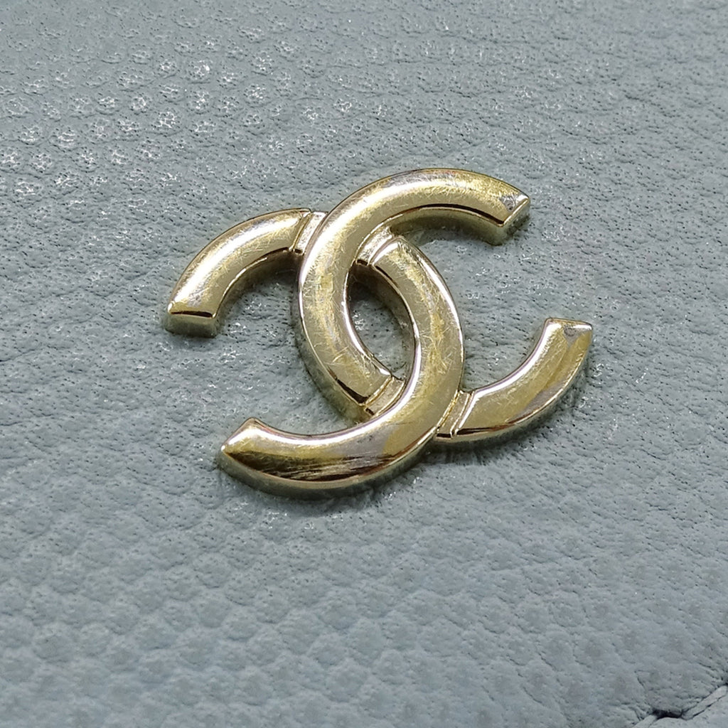 Chanel Light Blue Grained Calfskin Wallet (Tri-Fold)