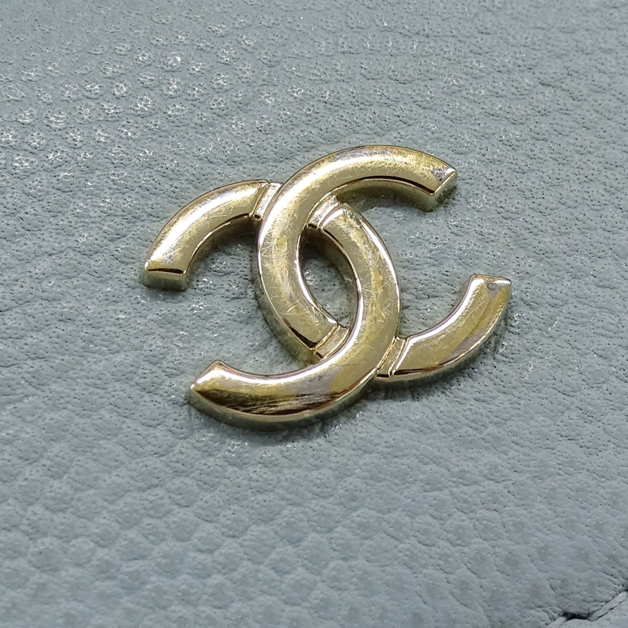 Chanel Light Blue Grained Calfskin Wallet (Tri-Fold)