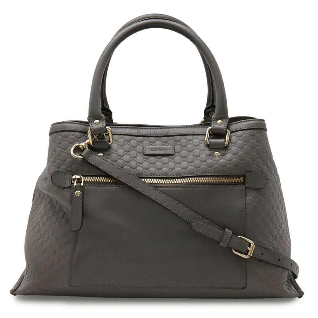 Gucci Microguccissima Gray Micro Gg Leather Handbag Shoulder Bag Tote Bag (Pre-Owned)