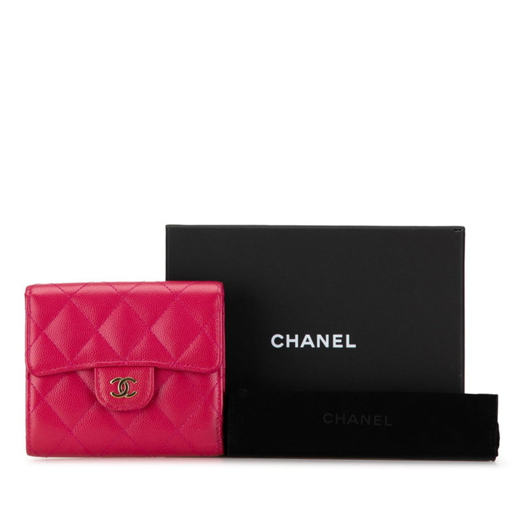 Chanel Pink Grained Calfskin Wallet (Bi-Fold)