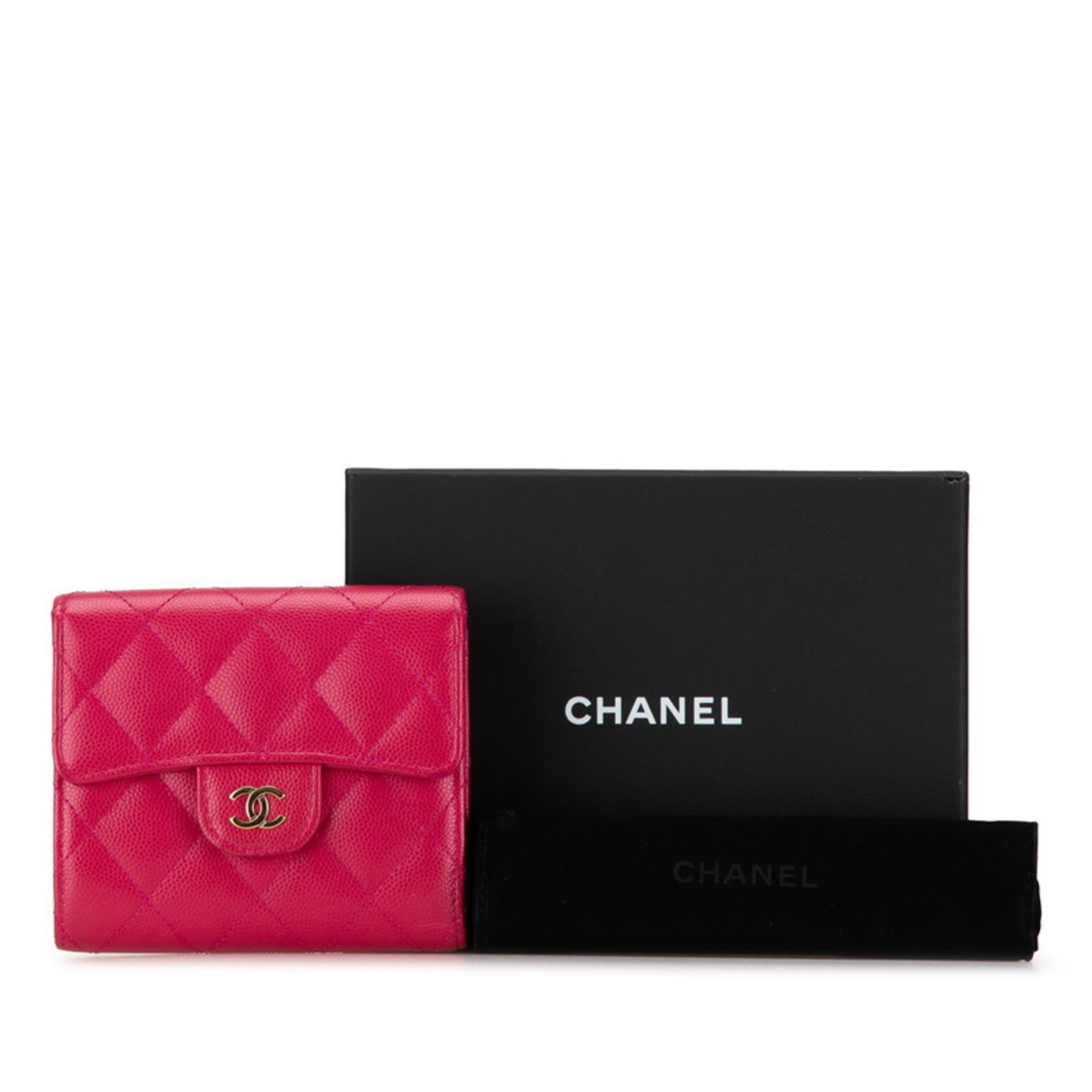 Chanel Pink Grained Calfskin Wallet (Bi-Fold)