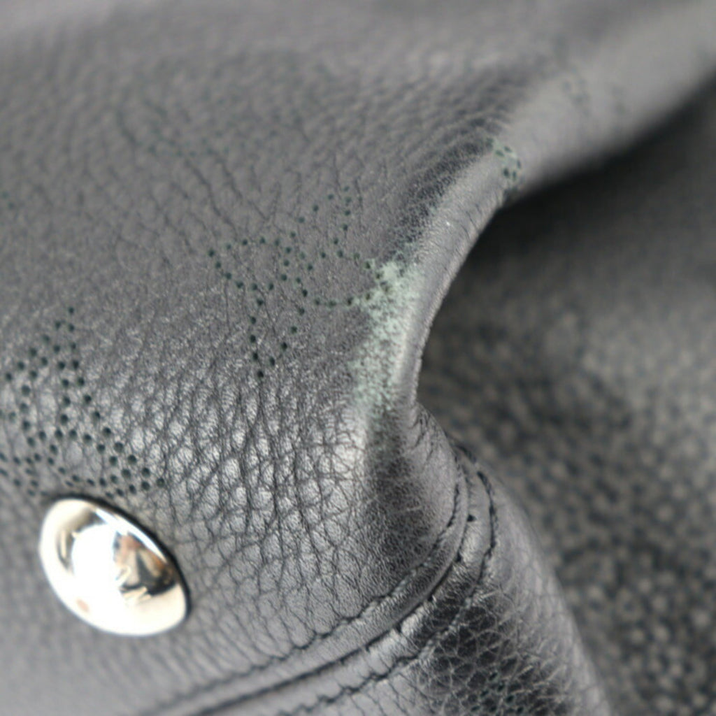 Louis Vuitton Black Leather Handbag Shoulder Bag Tote Bag