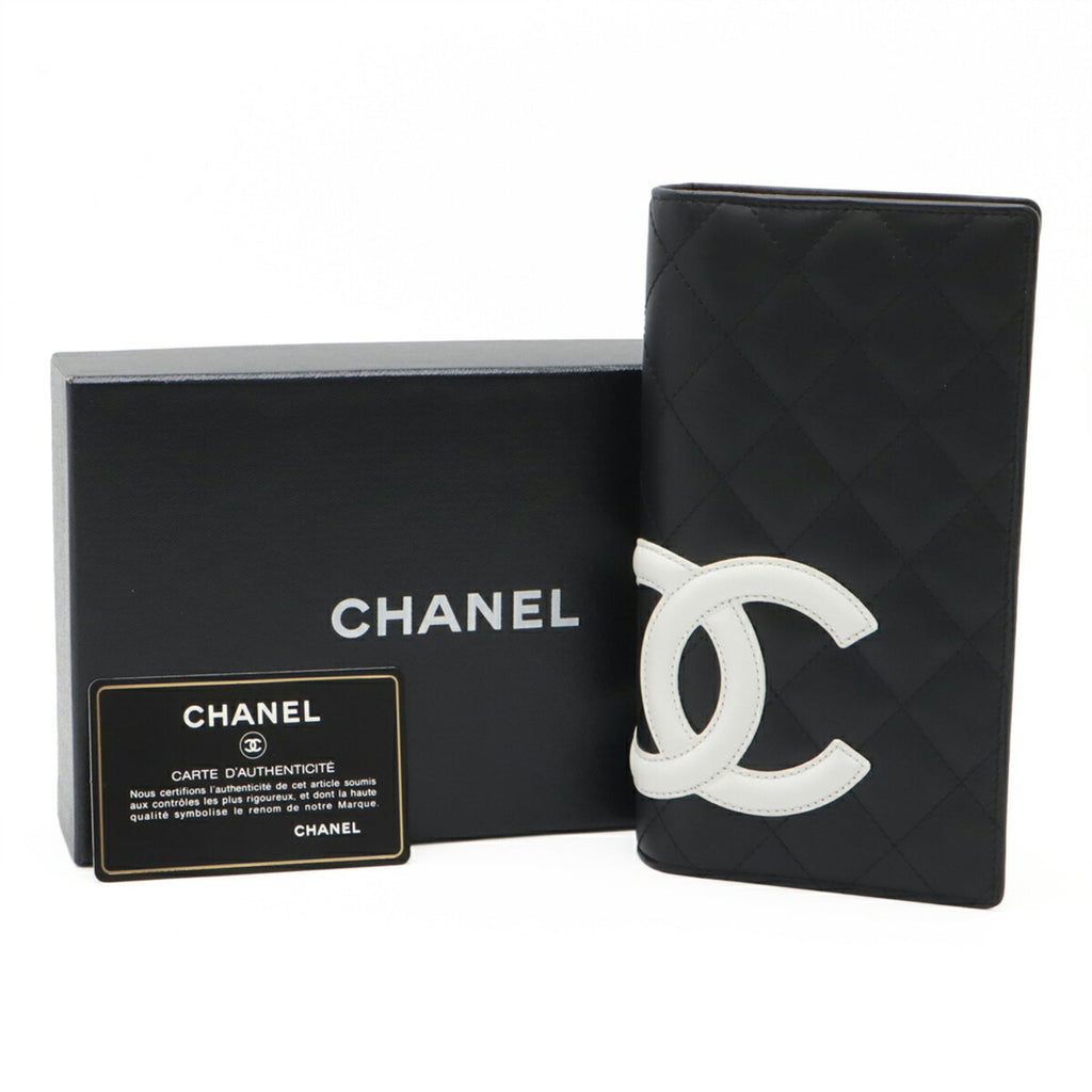 Chanel Black Pink White Leather Long Wallet (Bi-Fold)