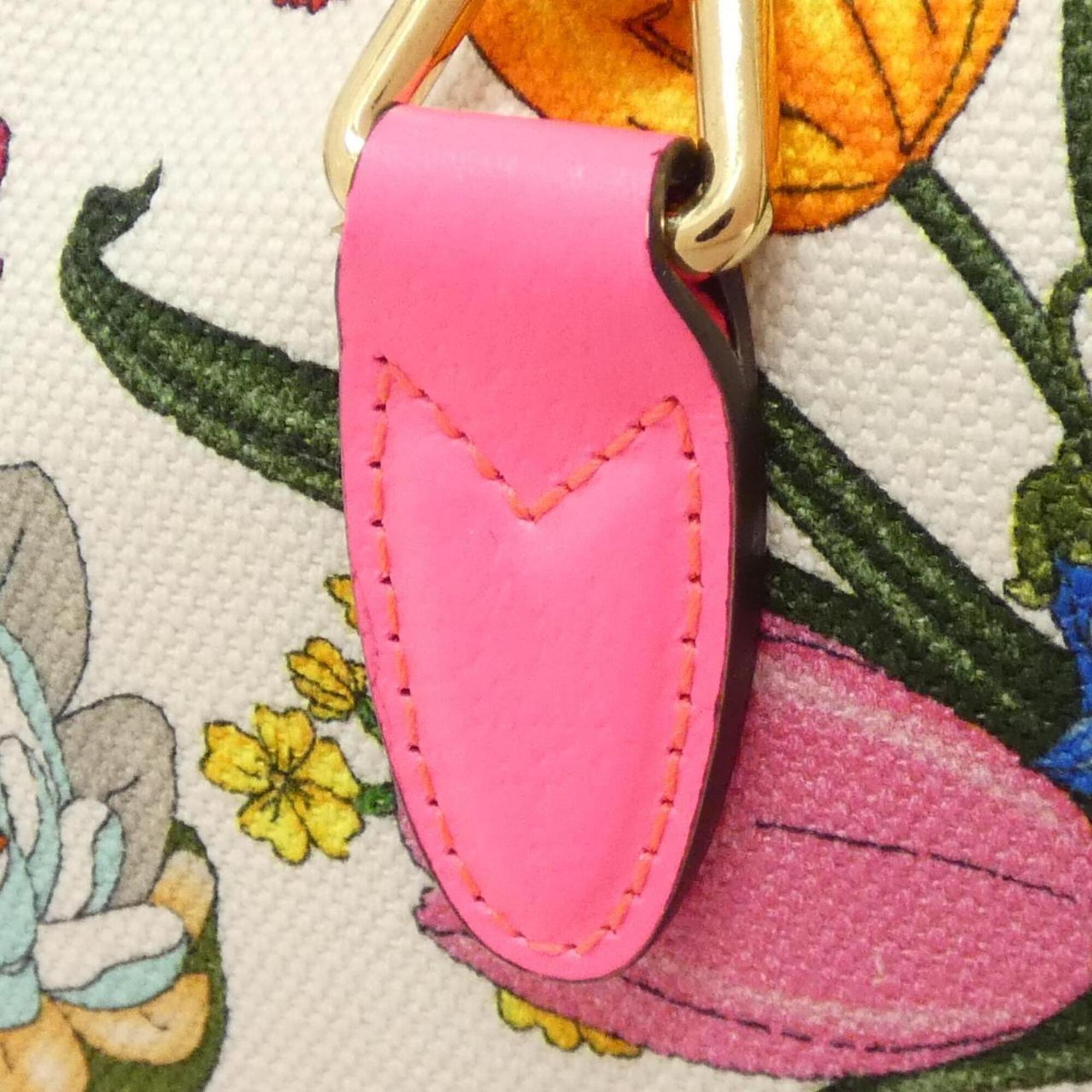 Gucci Pink Leather Canvas Shoulder Bag (Pre-Owned)