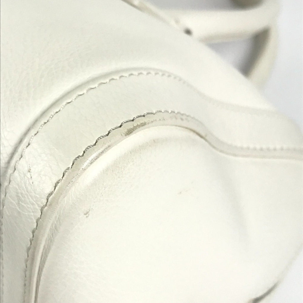 Christian Dior White Leather Boston Bag Handbag (Pre-Owned)