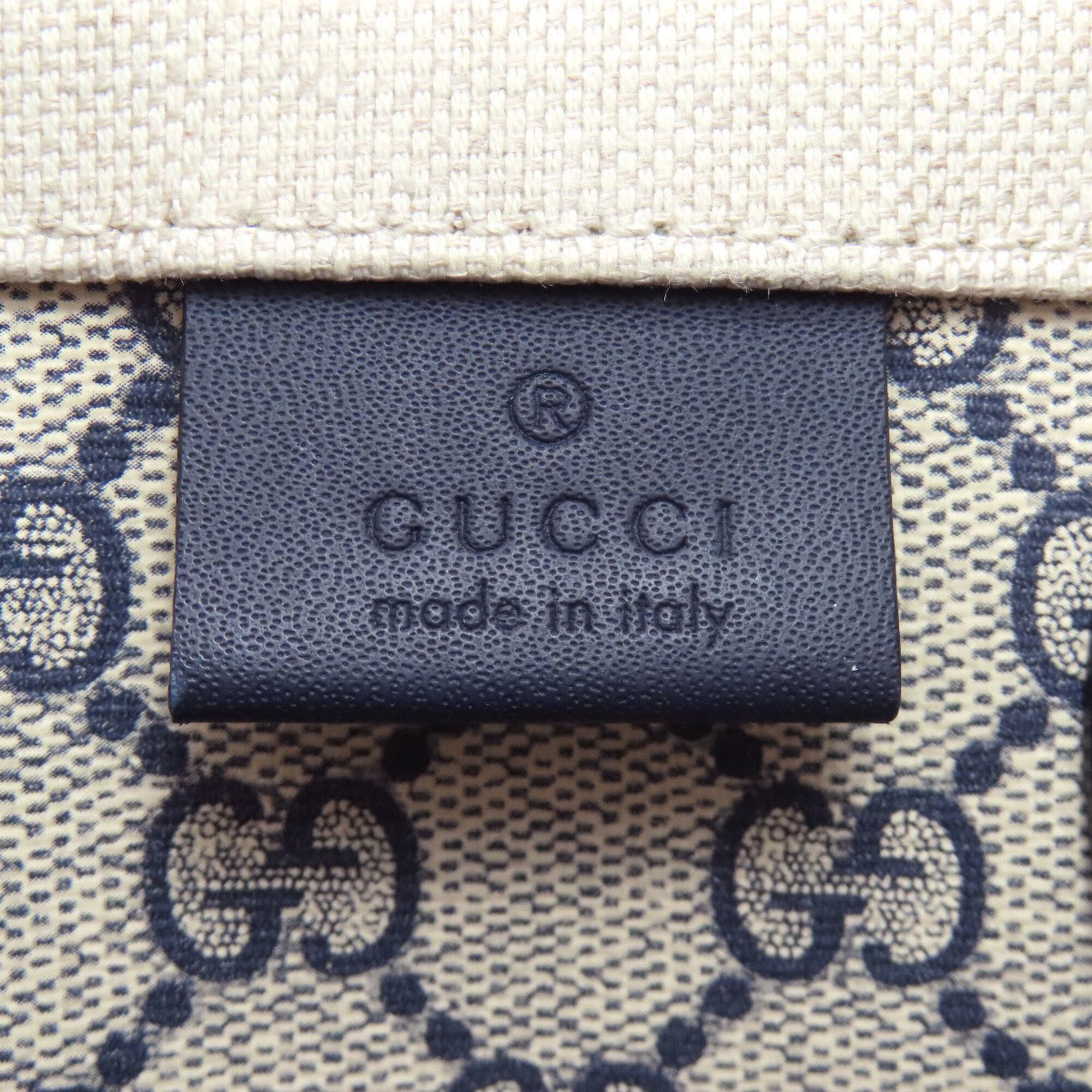 Gucci Navy White Canvas Handbag (Pre-Owned)
