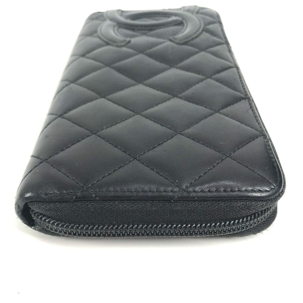Chanel Cambon Black Leather Long Wallet (Bi-Fold)