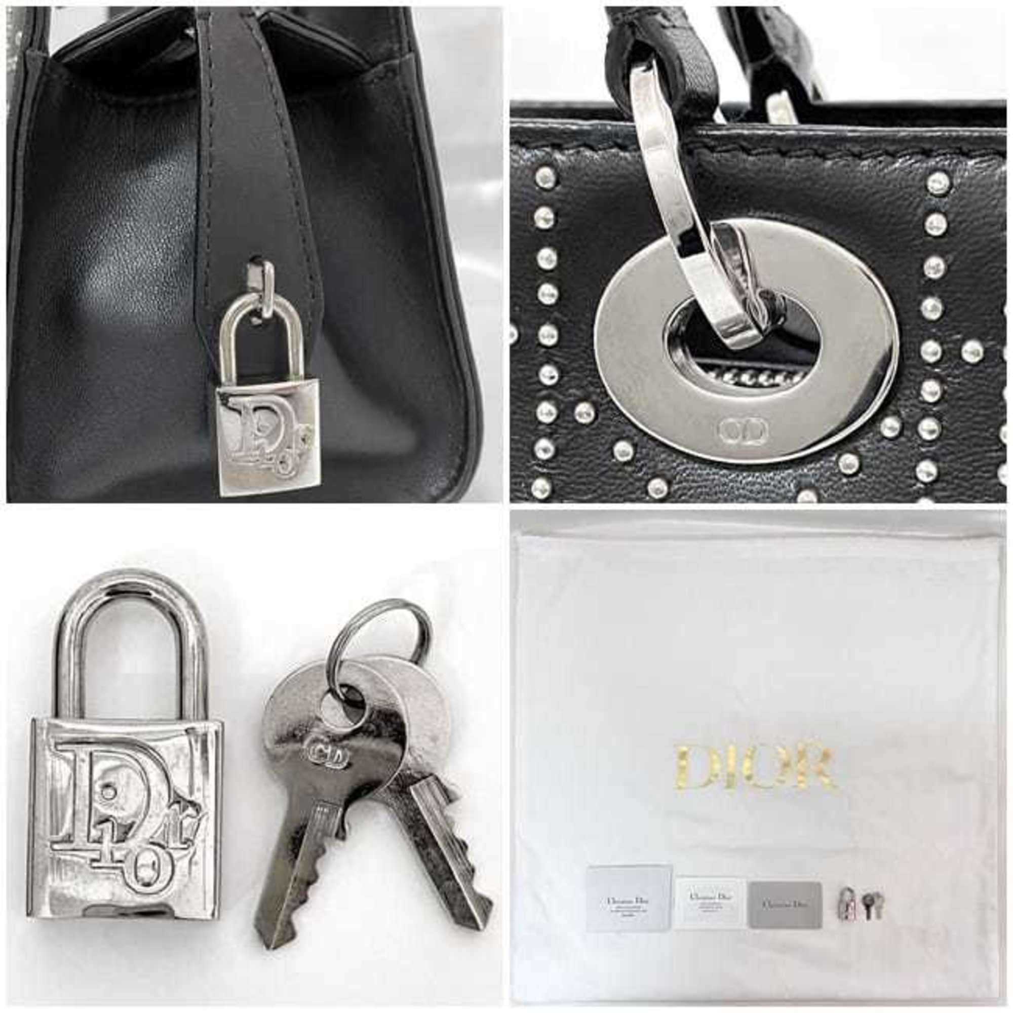 Christian Dior Black Leather Handbag Shoulder Bag (Pre-Owned)