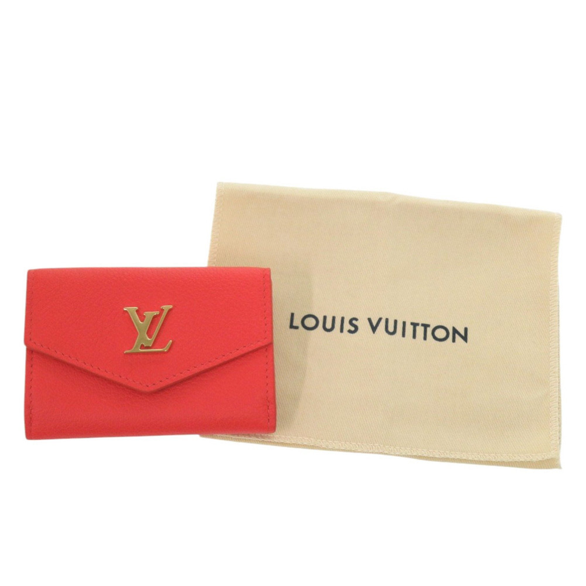 Louis Vuitton Red Color Leather Wallet (Tri-Fold)