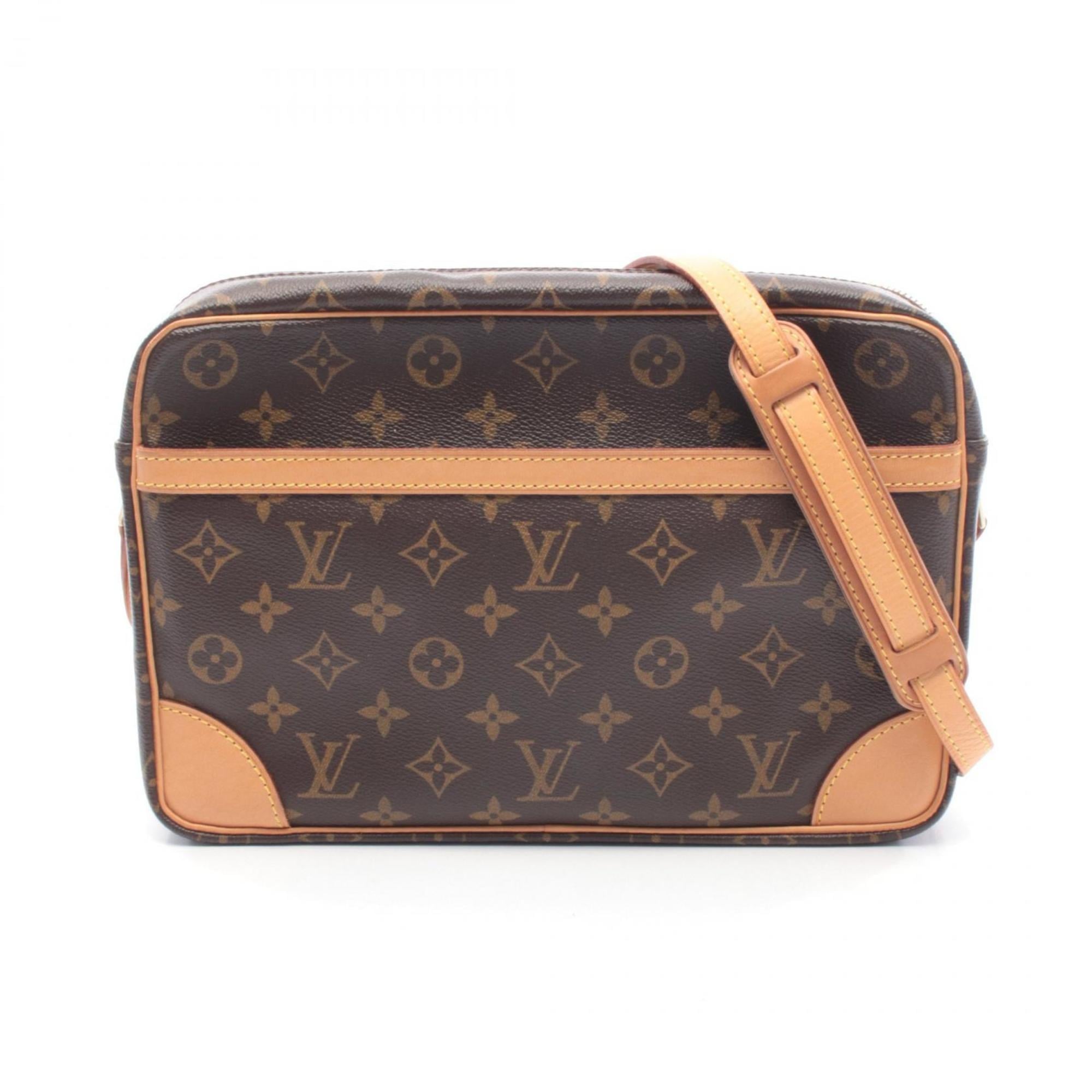 Louis Vuitton Brown Coated Canvas Leather Handbag Shoulder Bag