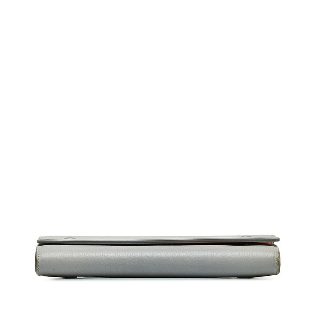 Celine Gray Leather Long Wallet (Bi-Fold)