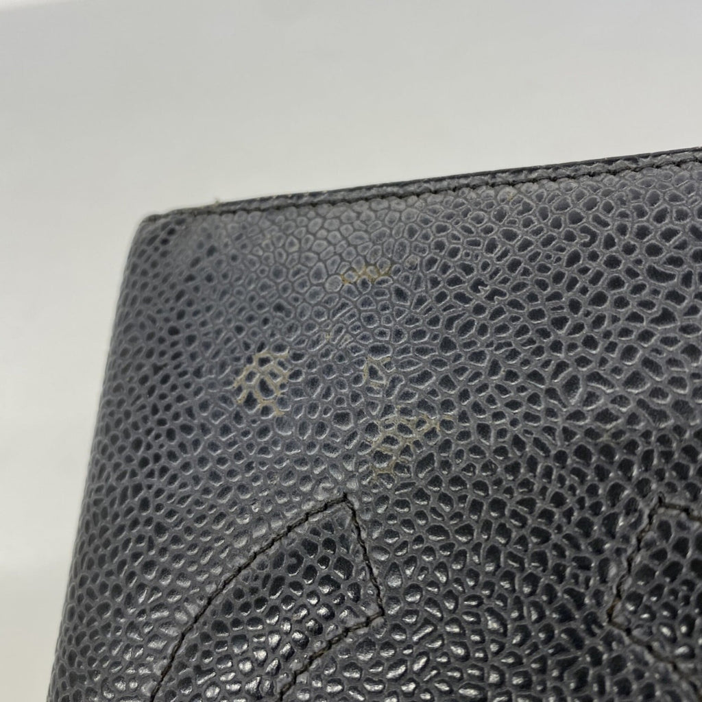 Chanel Black Grained Calfskin Long Wallet (Bi-Fold)