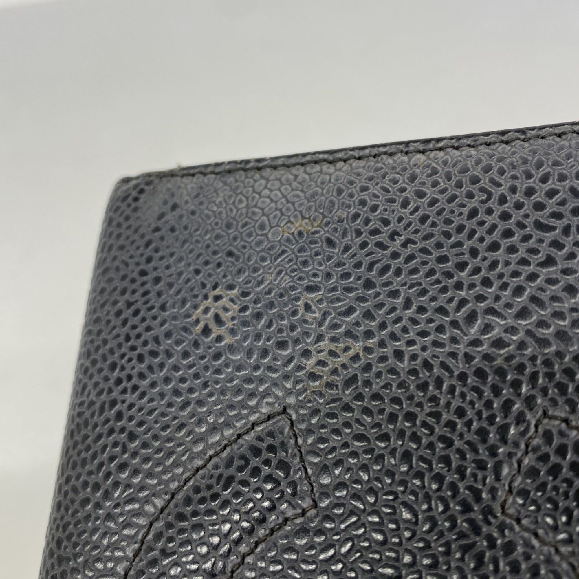 Chanel Black Grained Calfskin Long Wallet (Bi-Fold)
