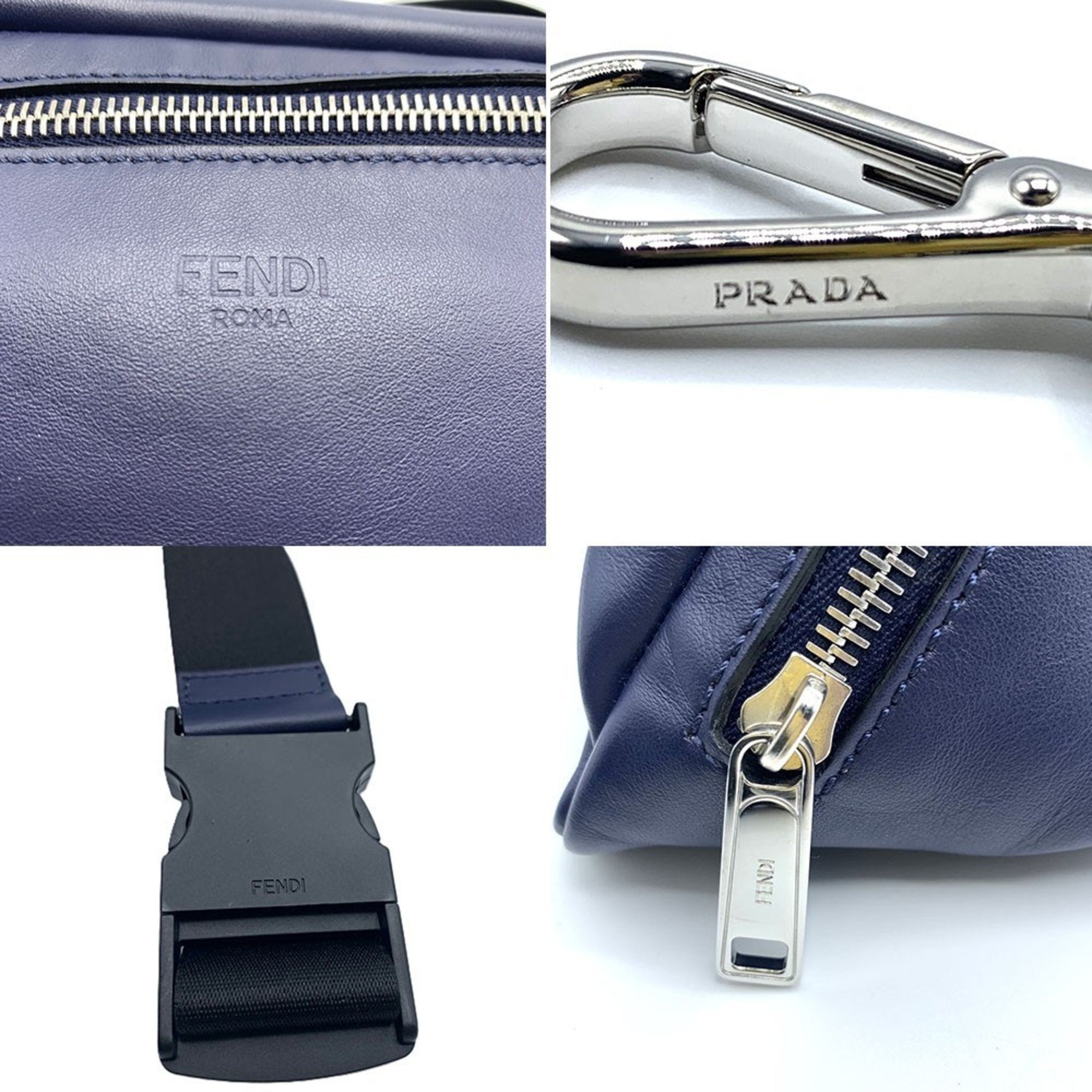 Fendi Navy Leather Fanny Pack
