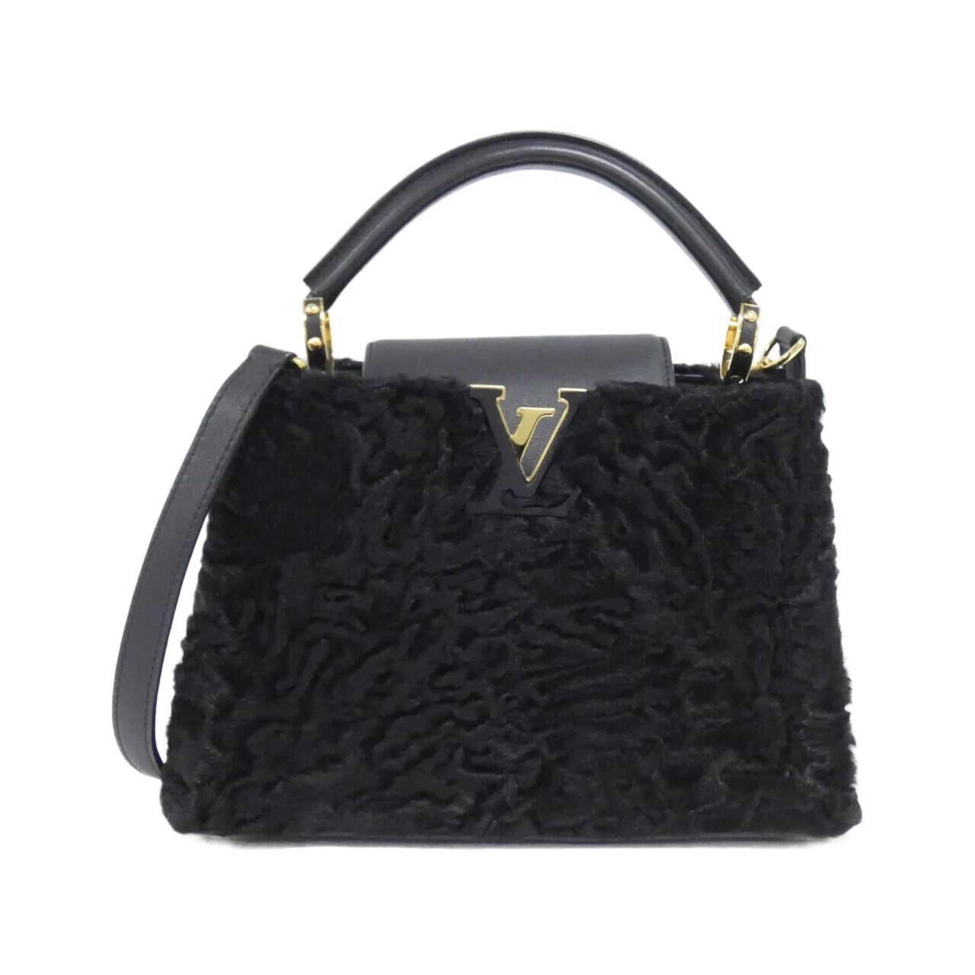 Louis Vuitton Black Fur Leather Handbag