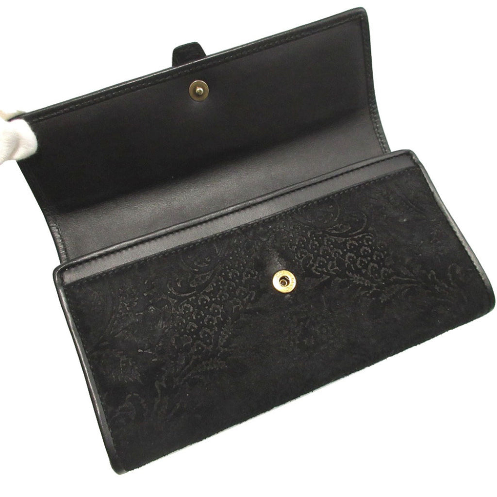 Gucci Black Suede Long Wallet (Bi-Fold) (Pre-Owned)