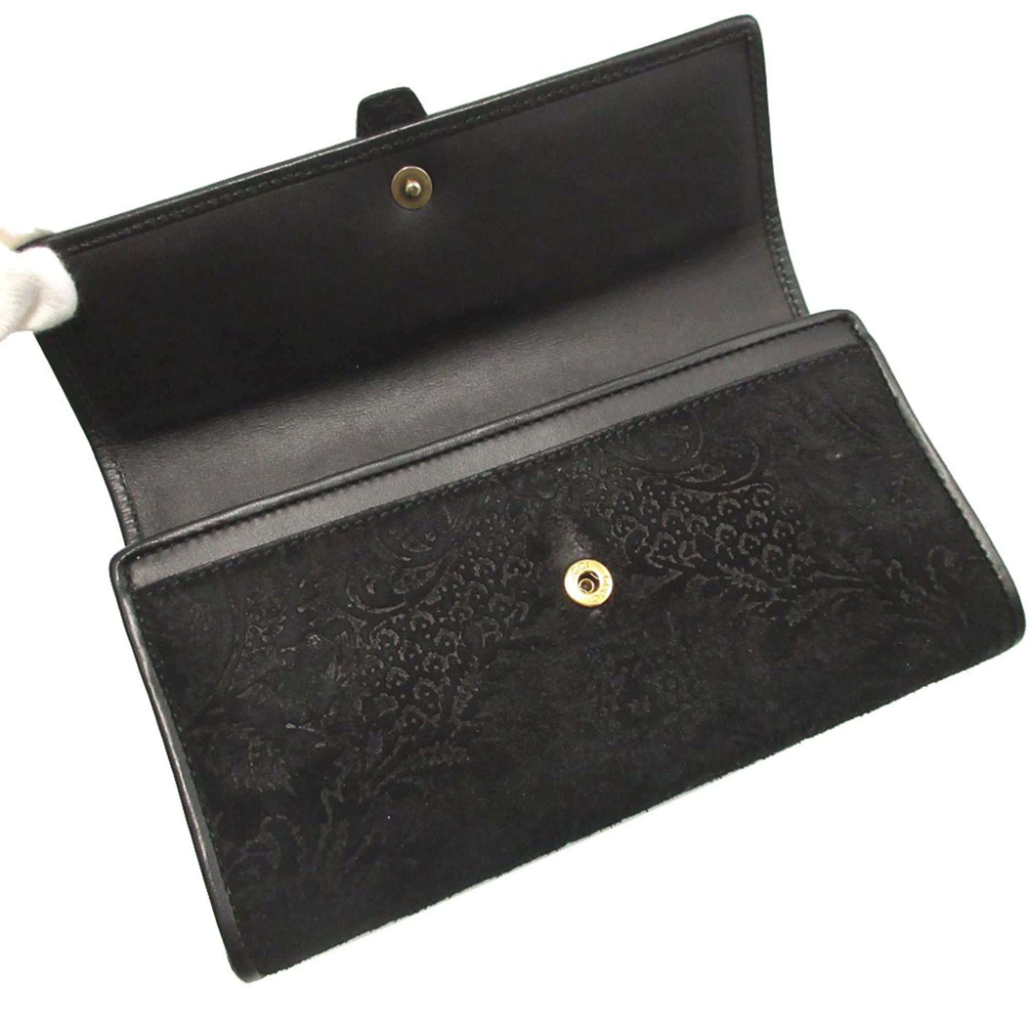 Gucci Black Suede Long Wallet (Bi-Fold) (Pre-Owned)