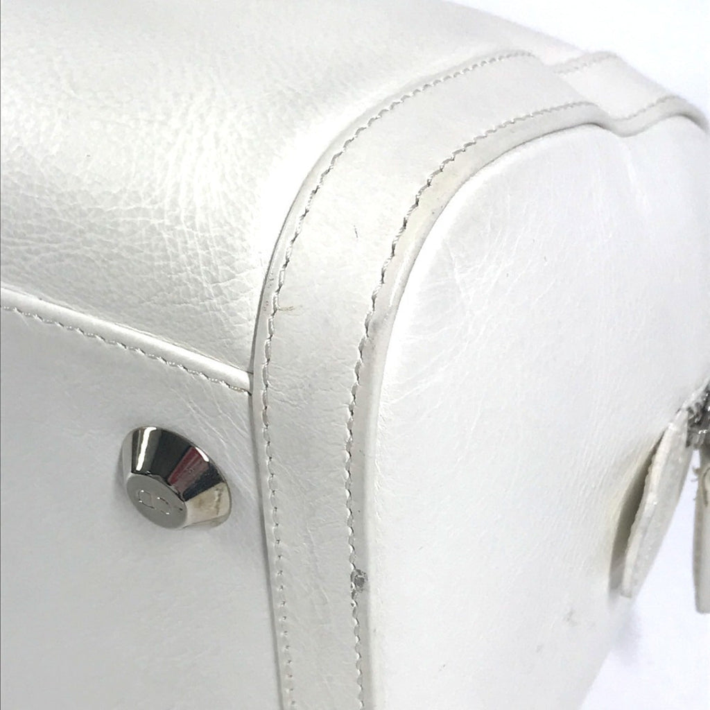 Christian Dior White Leather Boston Bag Handbag (Pre-Owned)