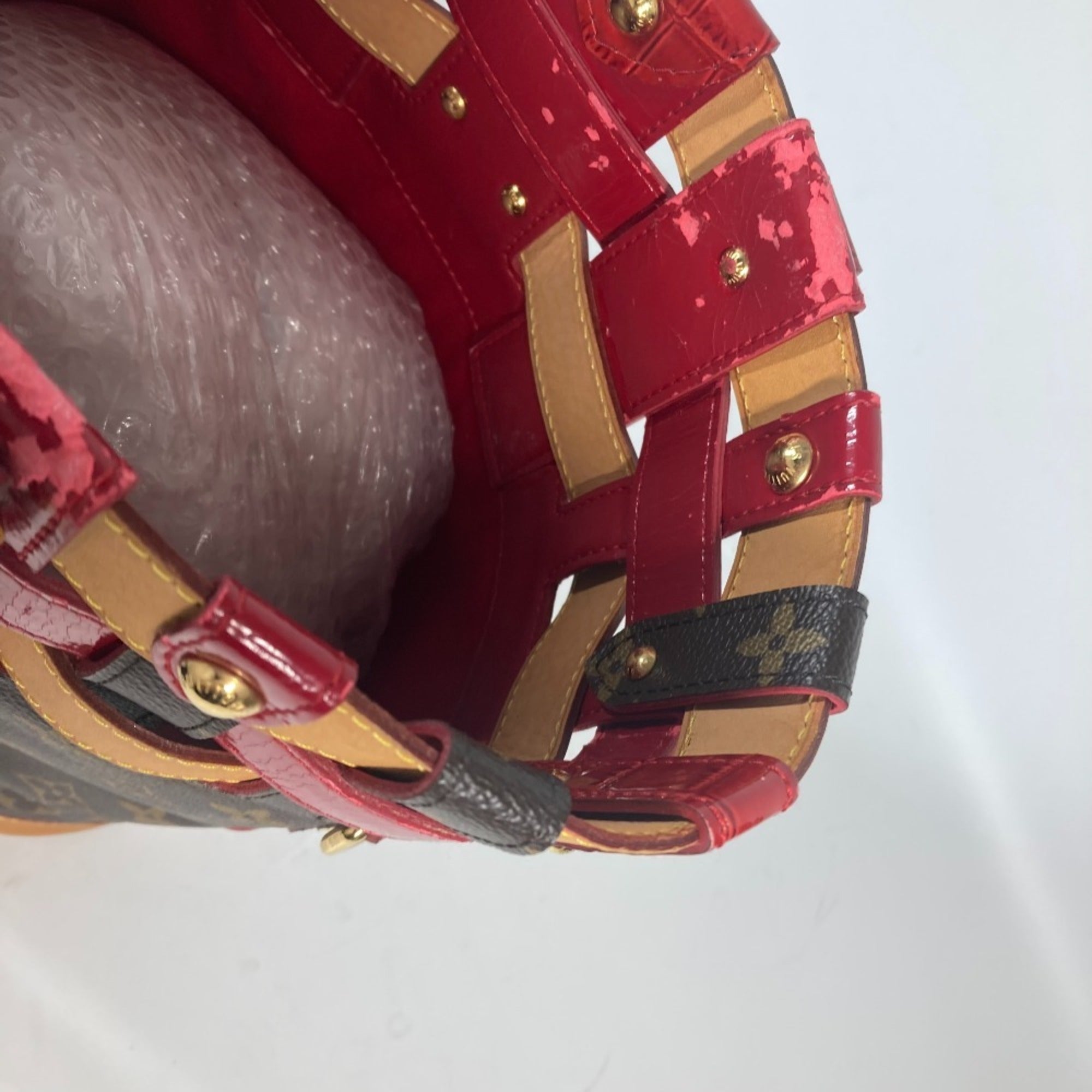 Louis Vuitton Brown Red Color Monogram Shoulder Bag Tote Bag