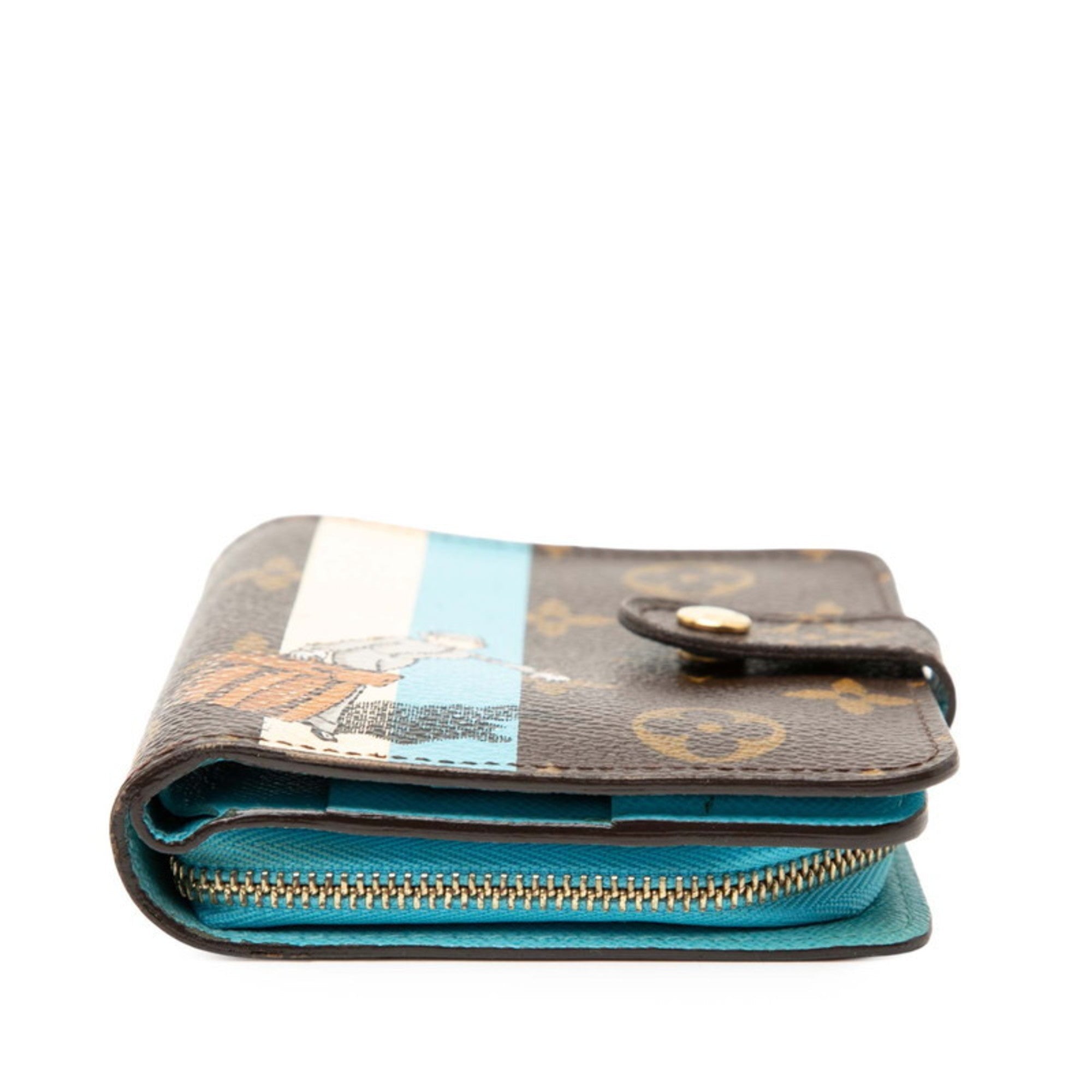 Louis Vuitton Blue Brown Monogram Pvc Leather Wallet