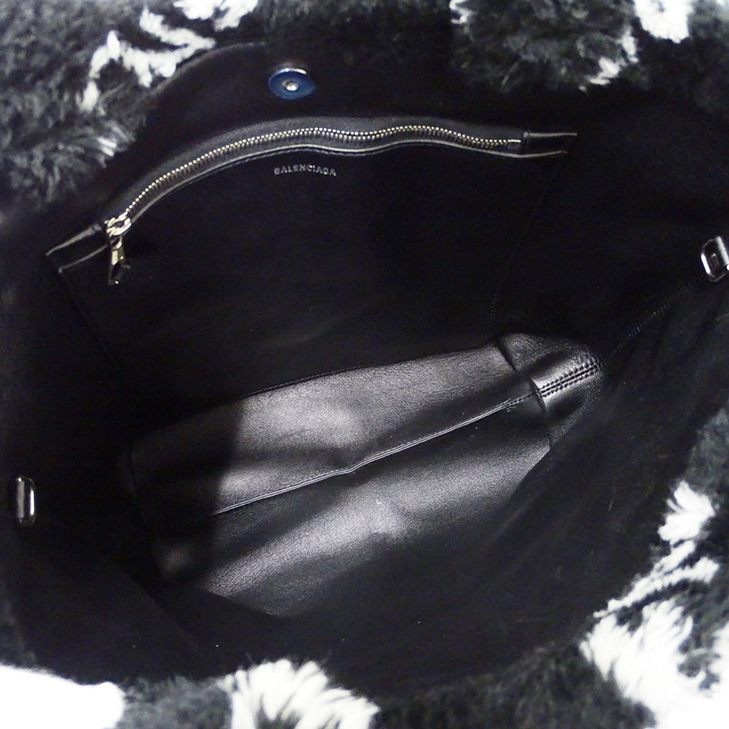 Balenciaga Black Faux Fur Handbag Shoulder