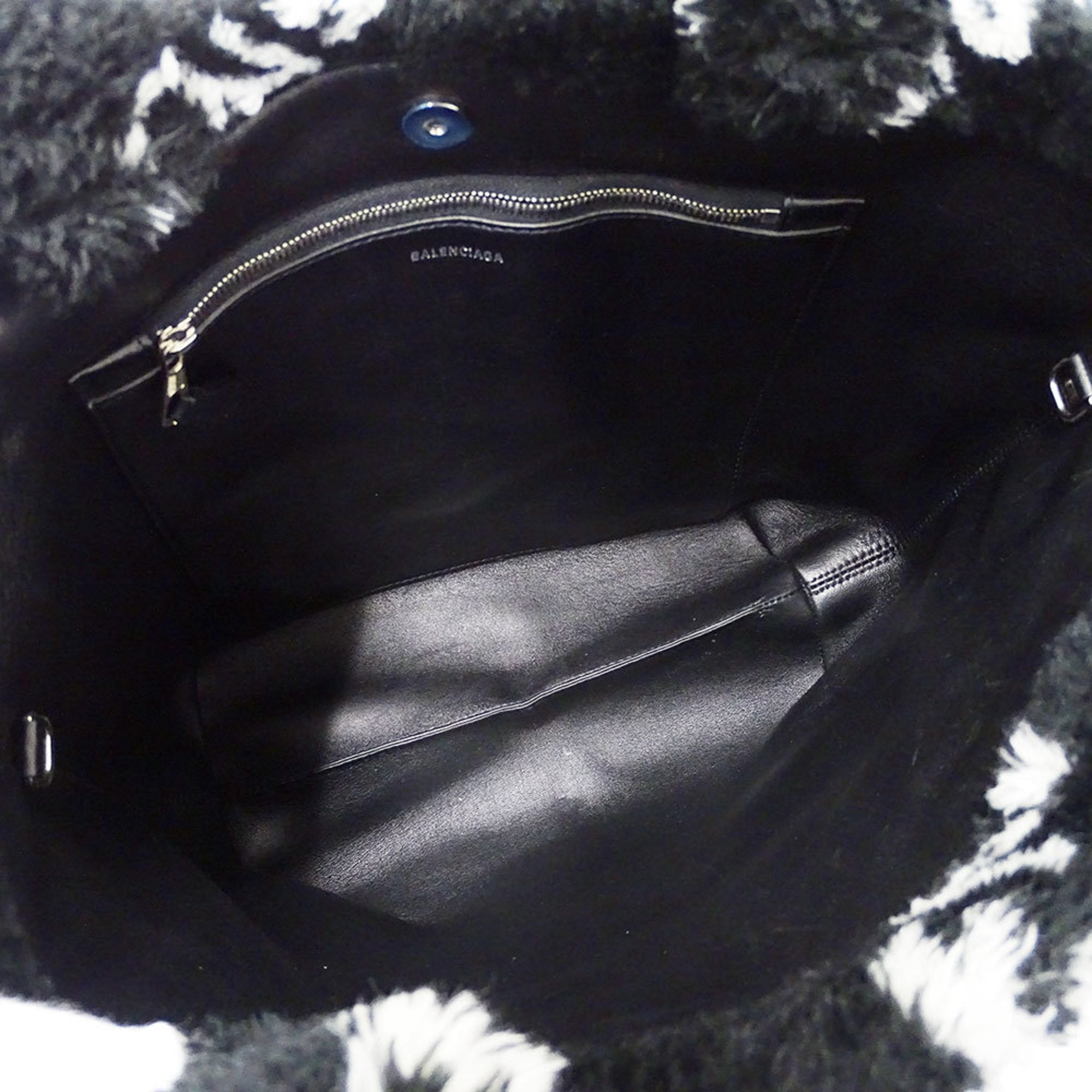 Balenciaga Black Faux Fur Handbag Shoulder
