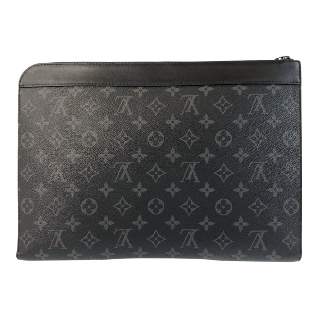 Louis Vuitton Black Gray Pvc Leather Clutch Bag Pochette