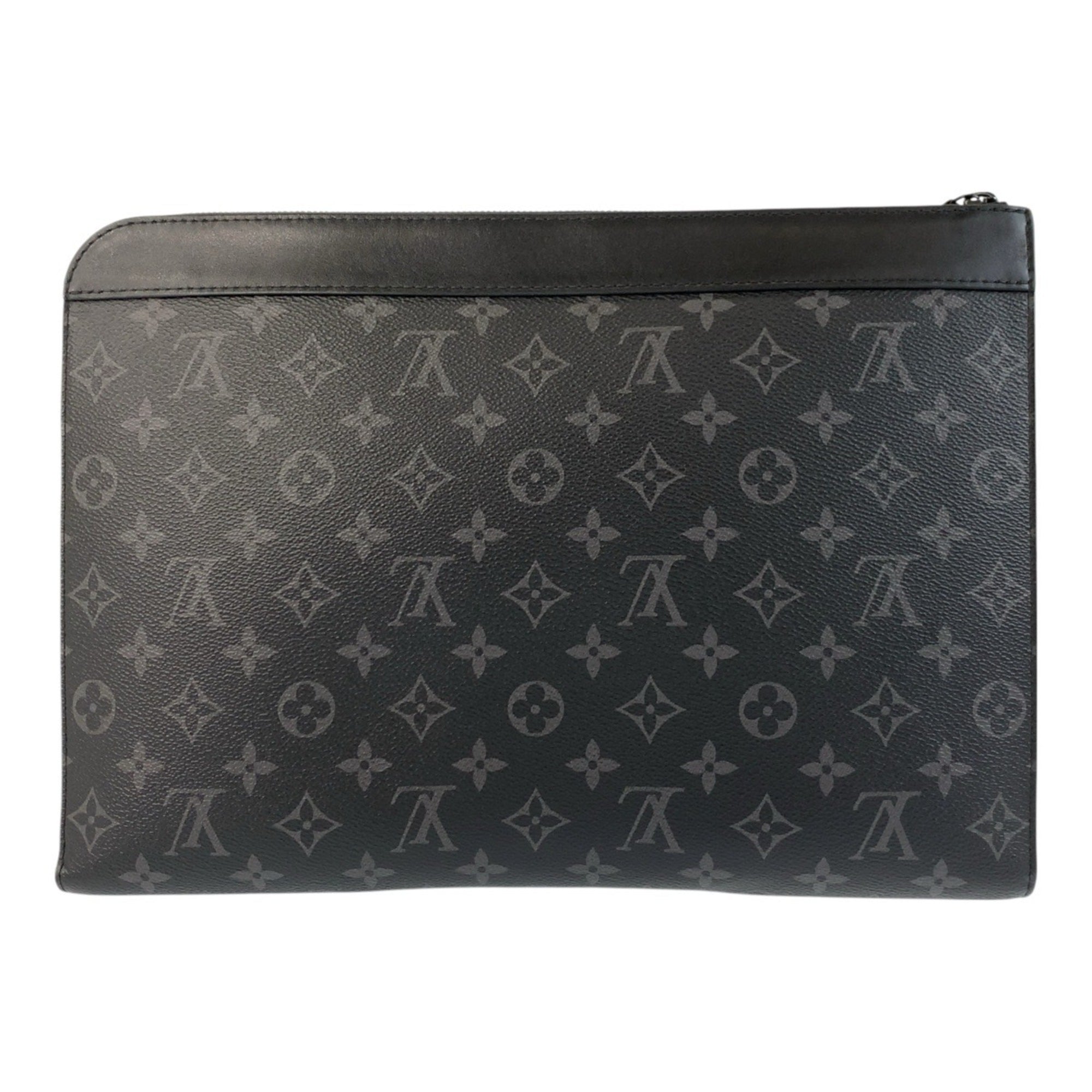 Louis Vuitton Black Gray Pvc Leather Clutch Bag Pochette