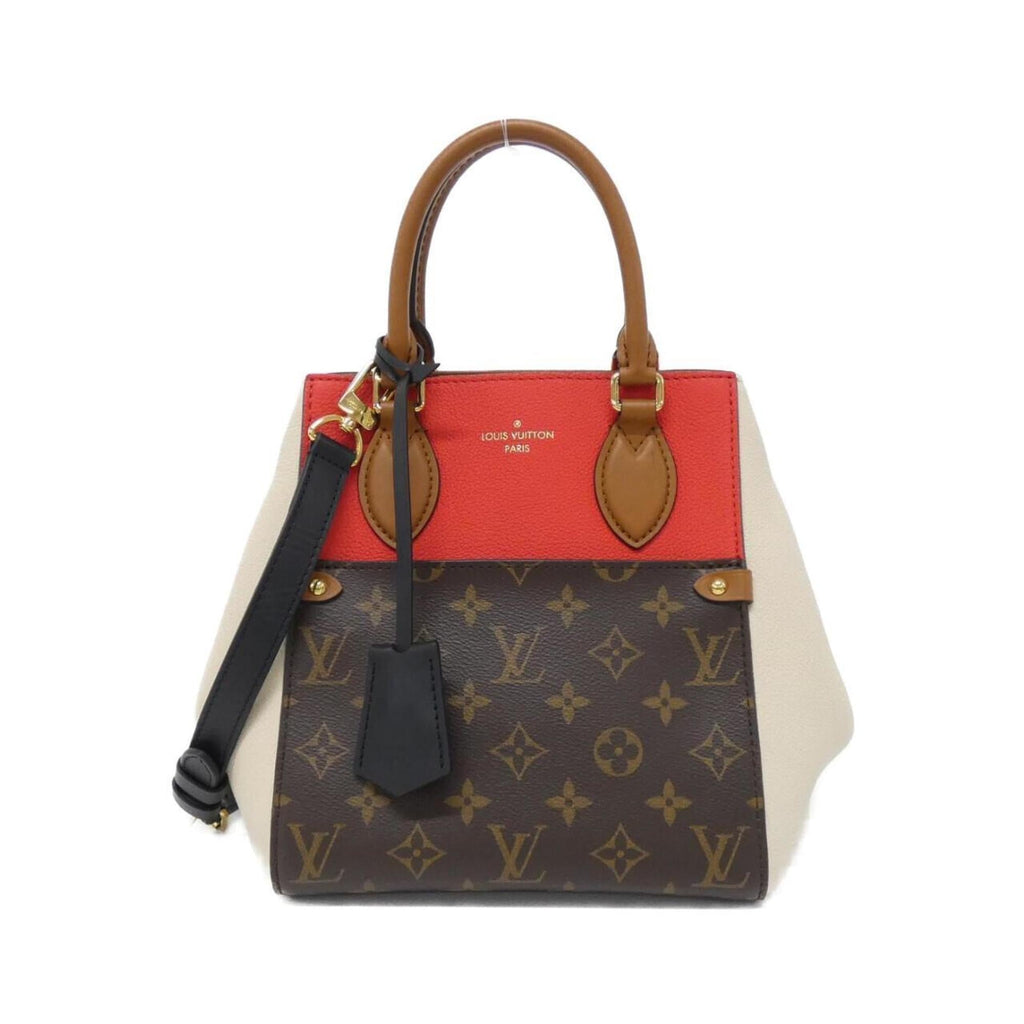 Louis Vuitton Black Cerise Cream Leather Coated Canvas Handbag