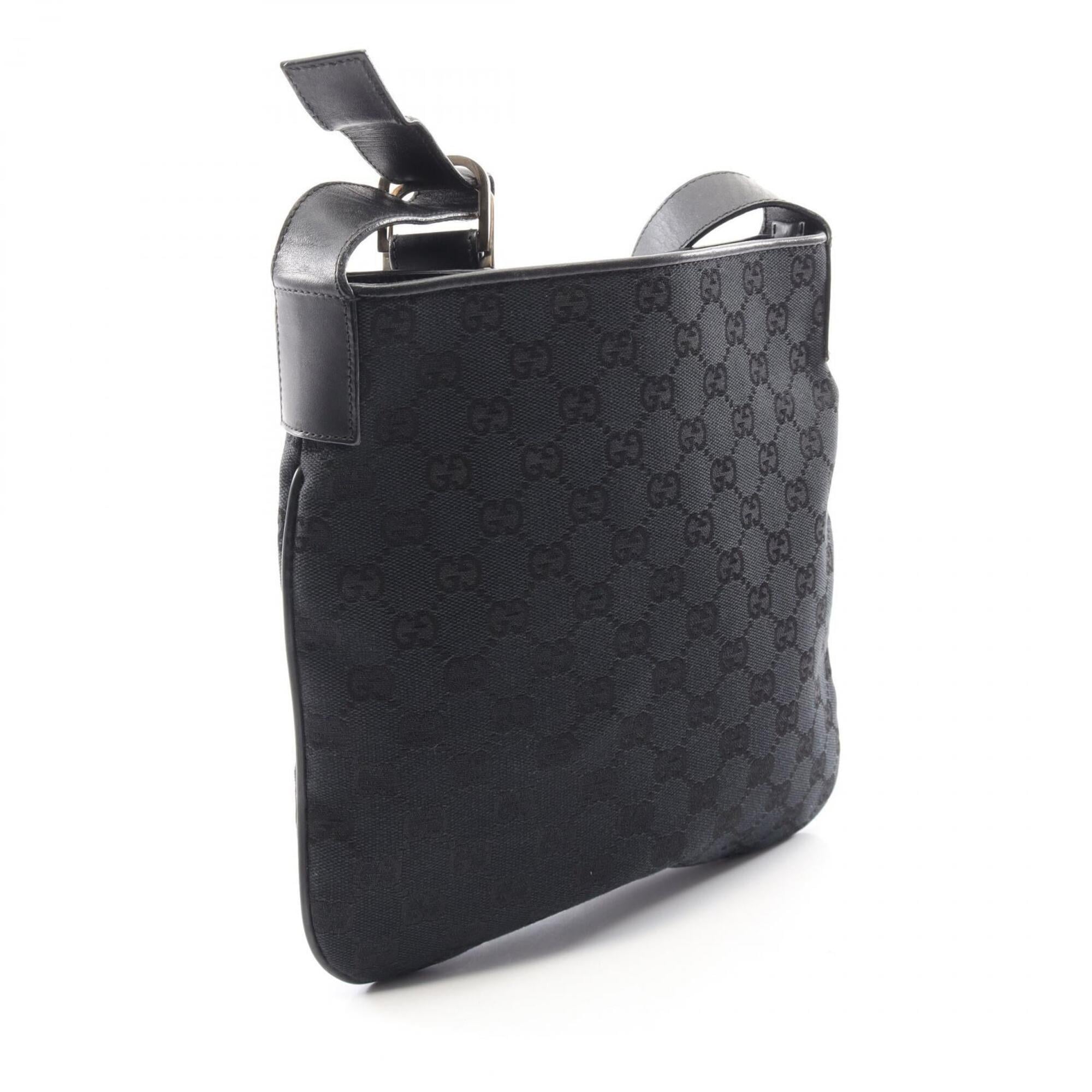 Gucci Black Canvas Leather Handbag Shoulder Bag (Pre-Owned)