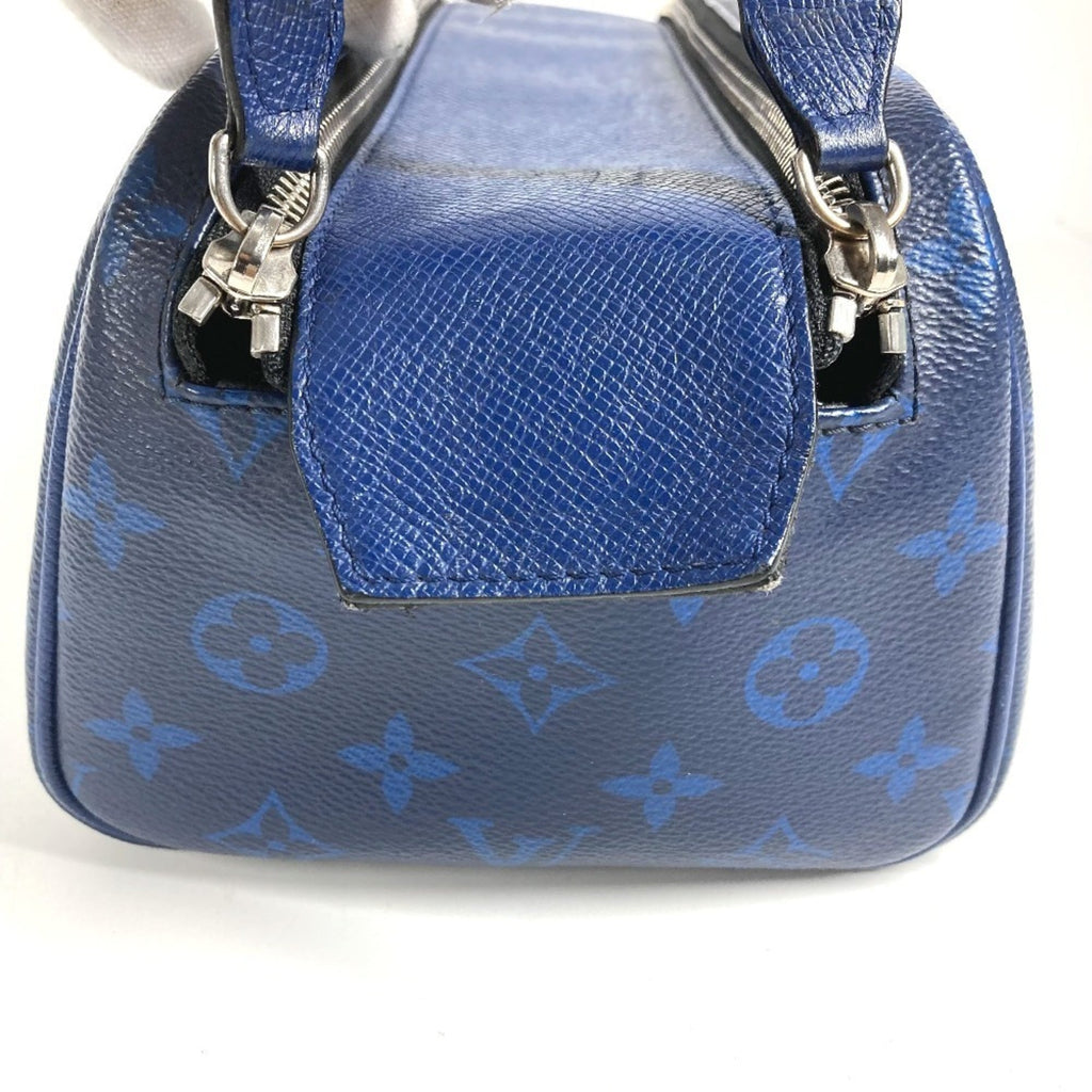 Louis Vuitton Blue Taiga Leather Monogram Canvas Leather Clutch Bag Handbag Pouch