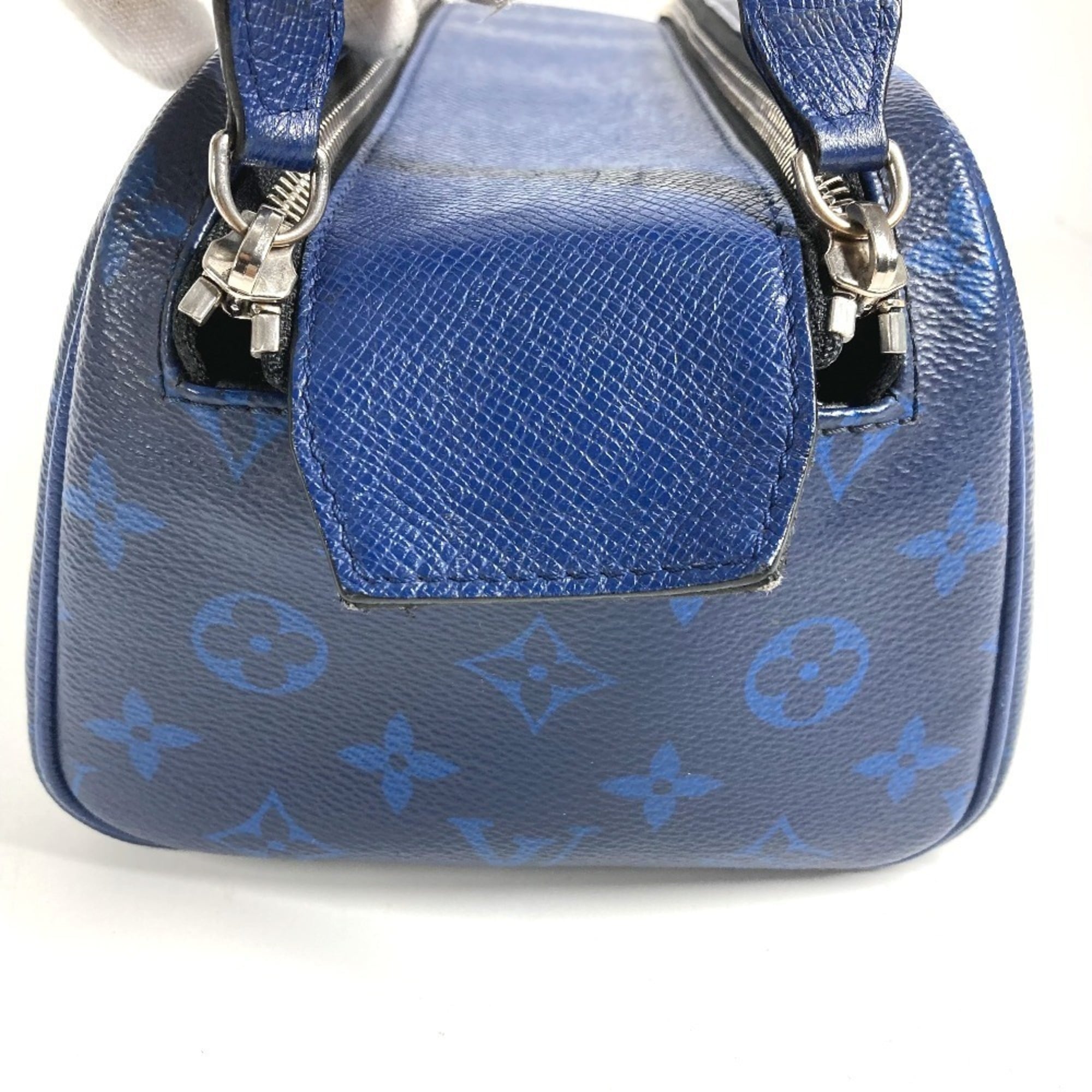 Louis Vuitton Blue Taiga Leather Monogram Canvas Leather Clutch Bag Handbag Pouch