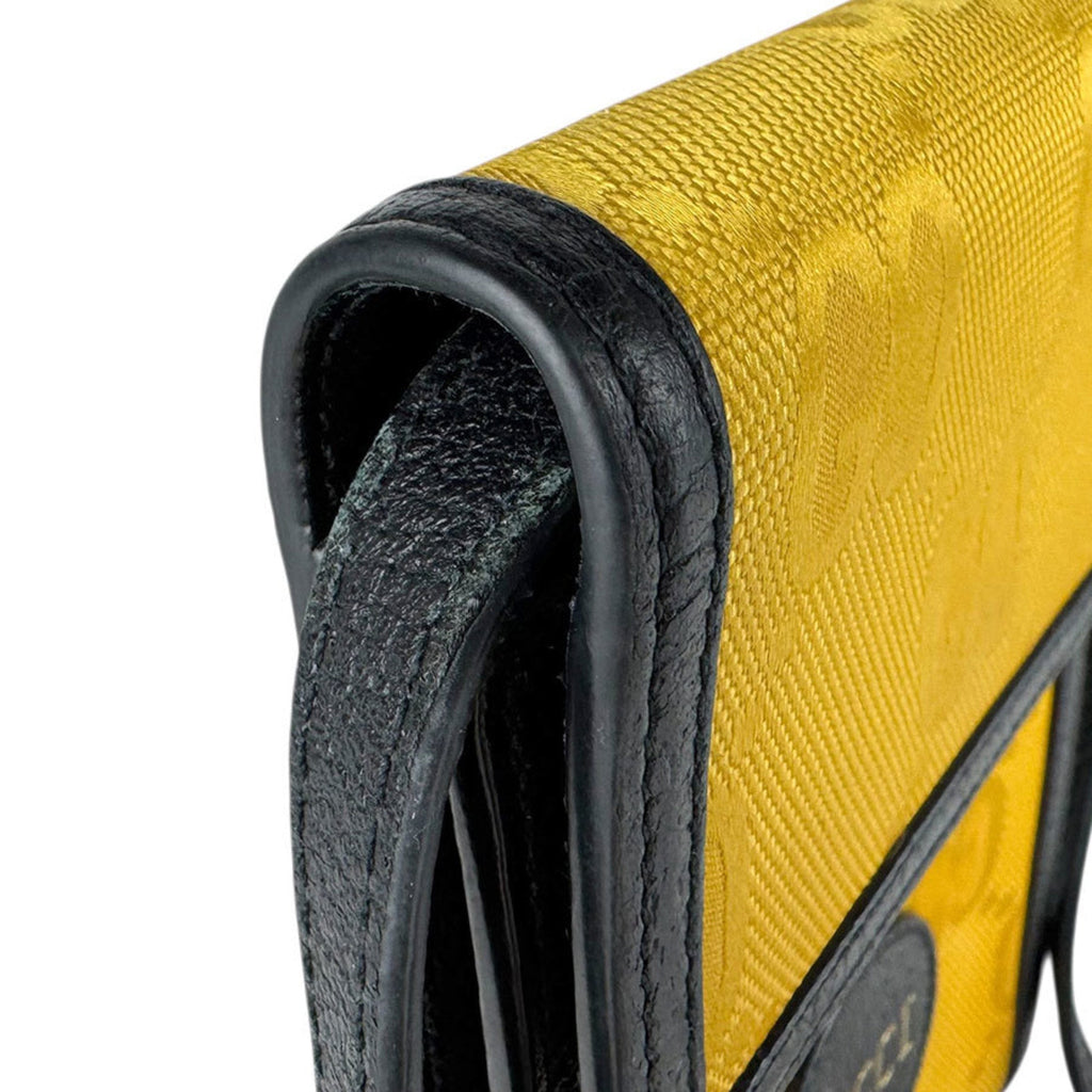 Gucci Black Yellow Nylon Leather Shoulder Bag (Pre-Owned)
