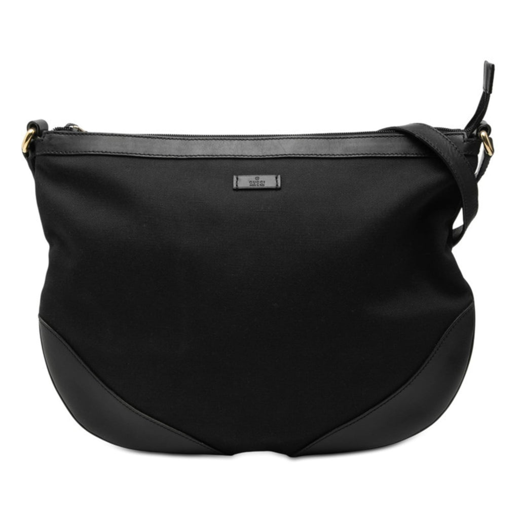 Gucci Black Canvas Leather Shoulder Bag (Pre-Owned)